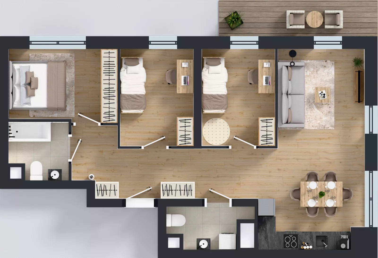 4 pokoje, mieszkanie 73,37 m², piętro 1, oferta nr 2.1.M03, Morska Vita II, Gdynia, Leszczynki, Leszczynki, ul. Działdowska 3A