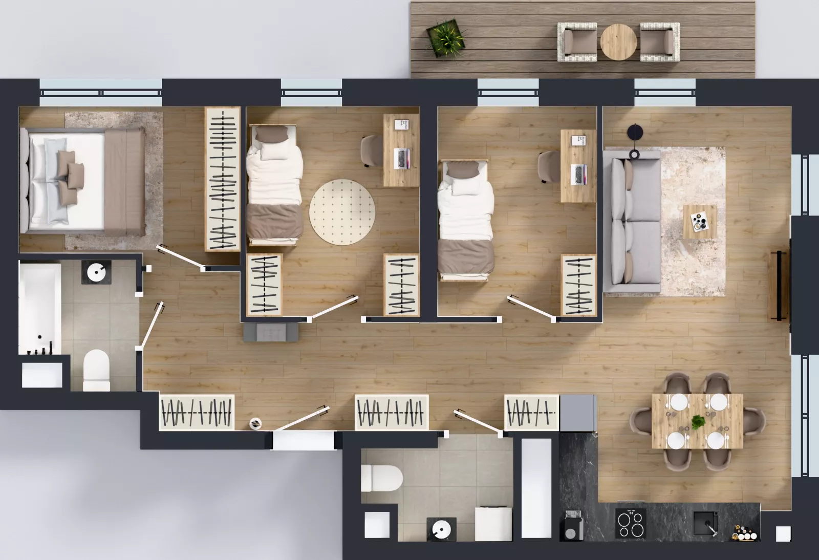 4 pokoje, mieszkanie 74,39 m², piętro 10, oferta nr 2.10.M03, Morska Vita II, Gdynia, Leszczynki, Leszczynki, ul. Działdowska 3A