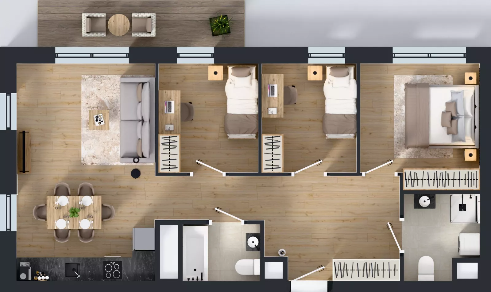 4 pokoje, mieszkanie 71,29 m², piętro 11, oferta nr 2.11.M04, Morska Vita II, Gdynia, Leszczynki, Leszczynki, ul. Działdowska 3A