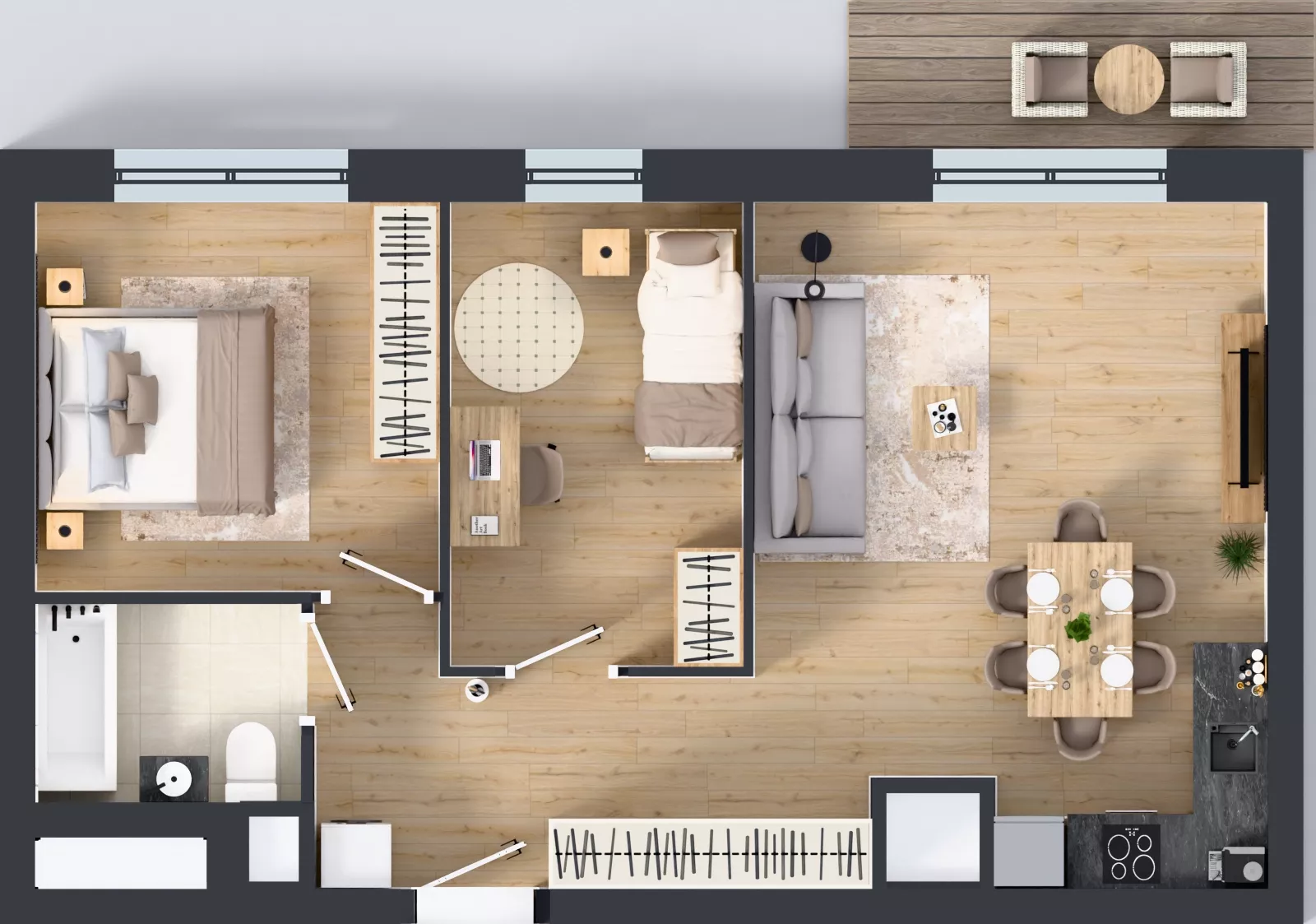 3 pokoje, mieszkanie 58,94 m², piętro 11, oferta nr 2.11.M05, Morska Vita II, Gdynia, Leszczynki, Leszczynki, ul. Działdowska 3A
