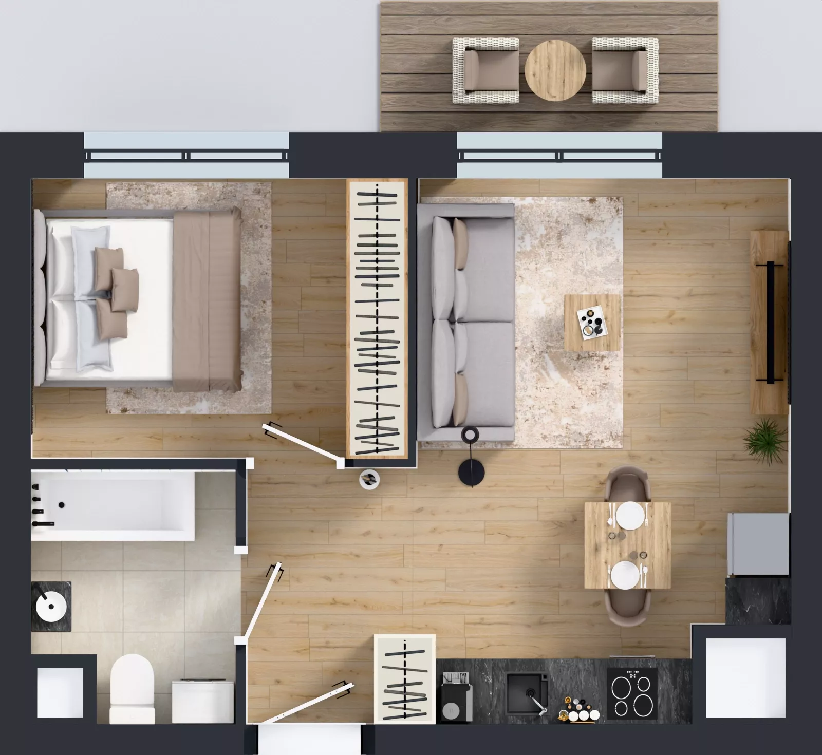 2 pokoje, mieszkanie 38,06 m², piętro 12, oferta nr 2.12.M02, Morska Vita II, Gdynia, Leszczynki, Leszczynki, ul. Działdowska 3A