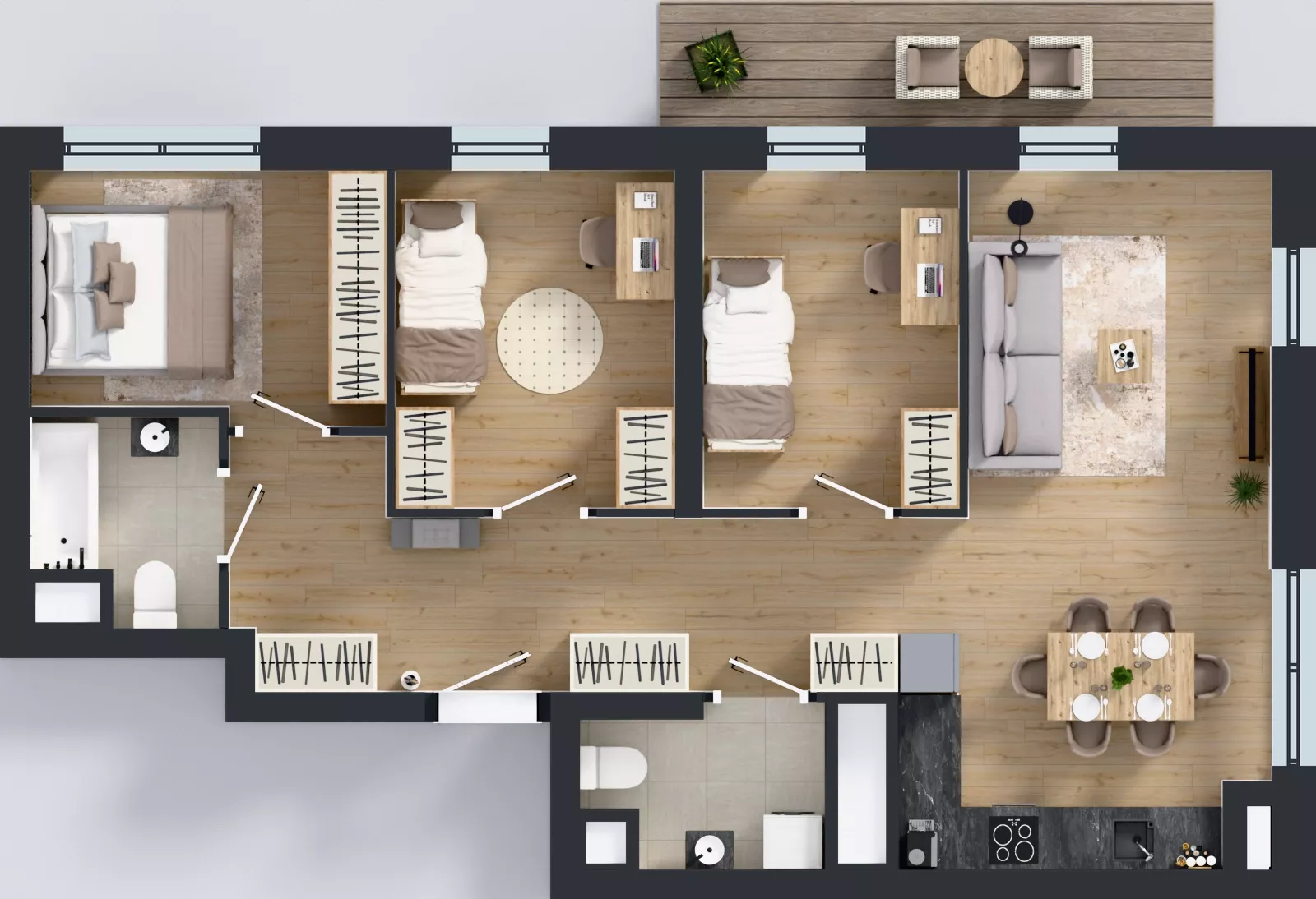 4 pokoje, mieszkanie 74,19 m², piętro 12, oferta nr 2.12.M03, Morska Vita II, Gdynia, Leszczynki, Leszczynki, ul. Działdowska 3A