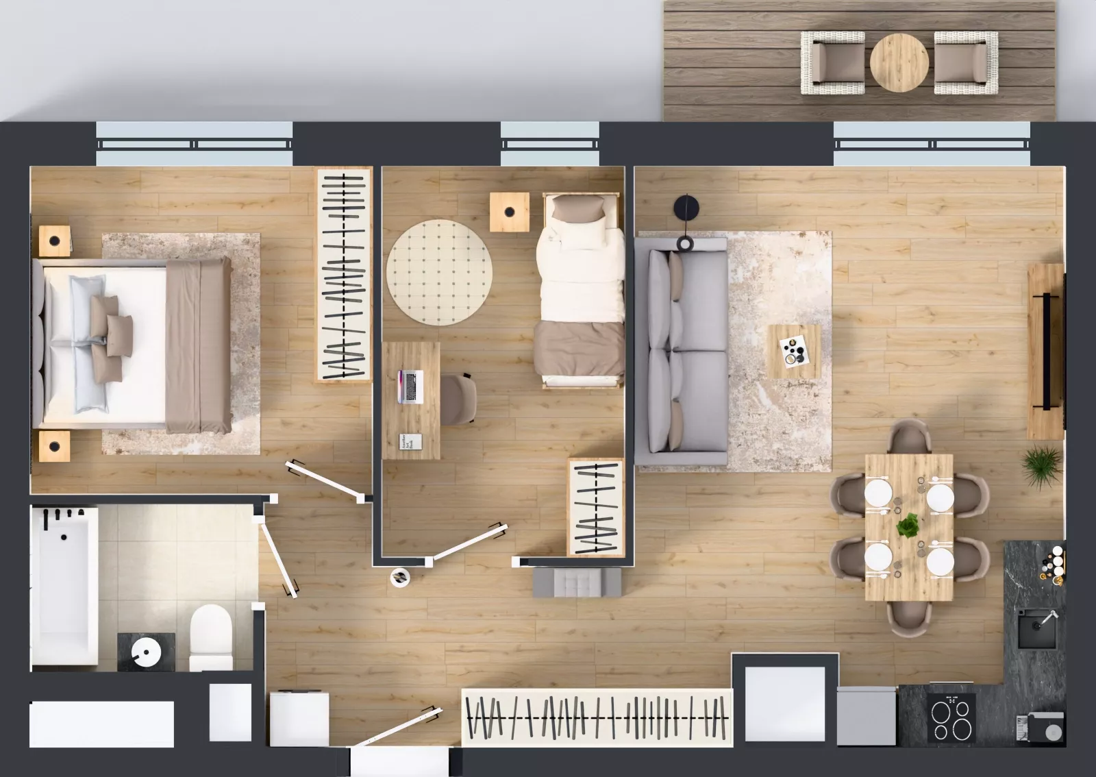 3 pokoje, mieszkanie 58,94 m², piętro 12, oferta nr 2.12.M05, Morska Vita II, Gdynia, Leszczynki, Leszczynki, ul. Działdowska 3A