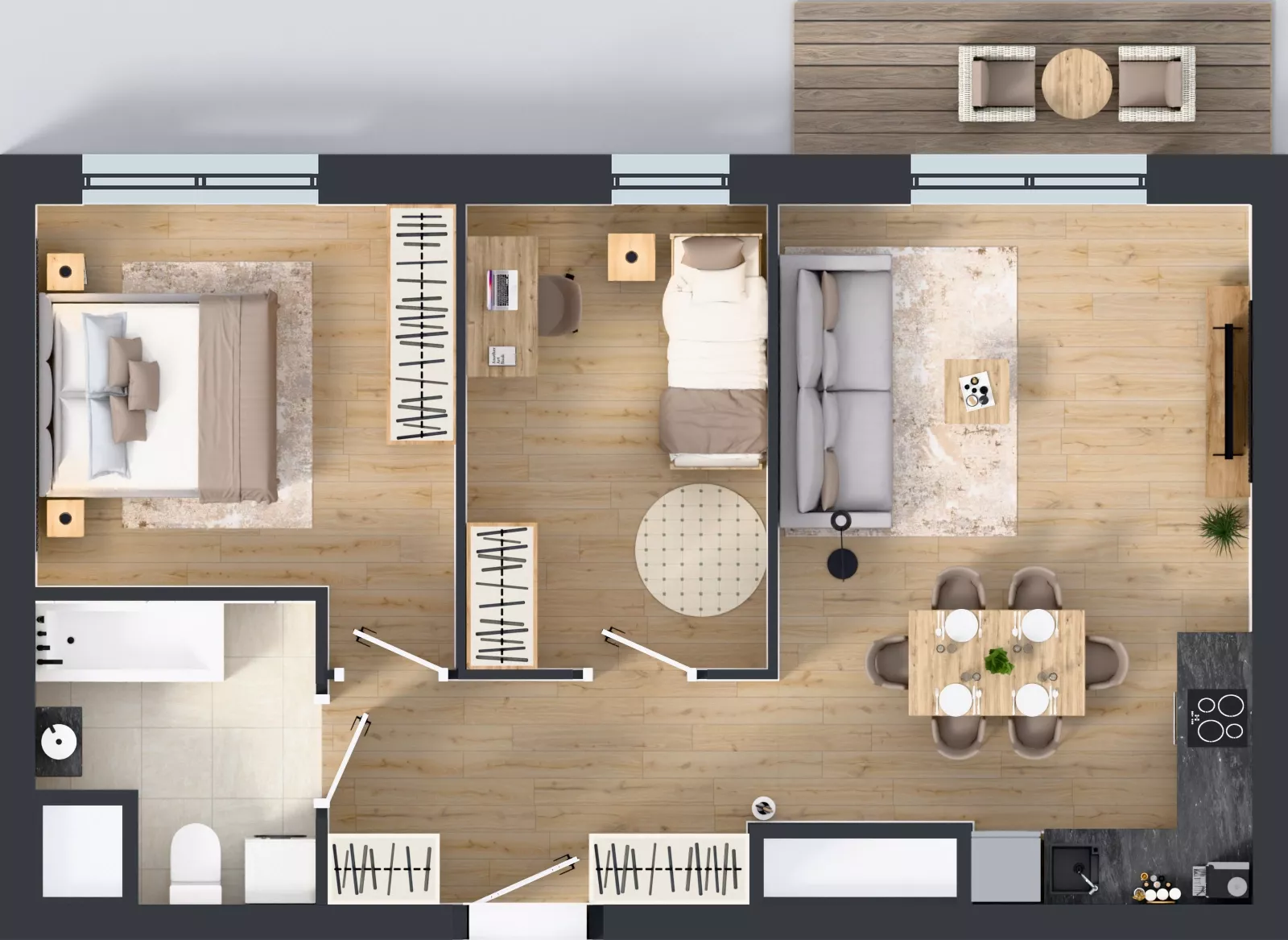 3 pokoje, mieszkanie 58,02 m², piętro 12, oferta nr 2.12.M06, Morska Vita II, Gdynia, Leszczynki, Leszczynki, ul. Działdowska 3A