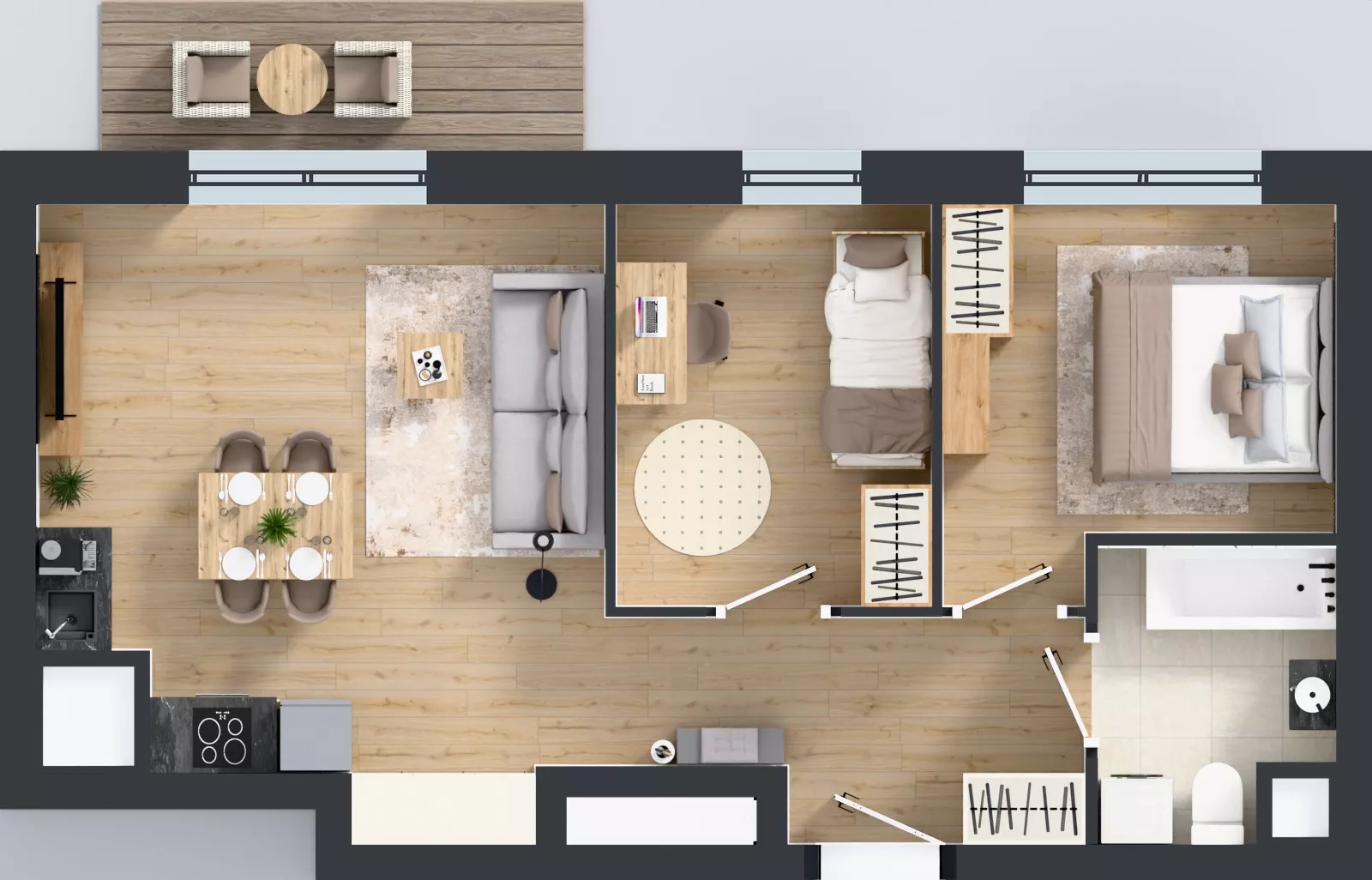 3 pokoje, mieszkanie 53,44 m², piętro 13, oferta nr 2.13.M01, Morska Vita II, Gdynia, Leszczynki, Leszczynki, ul. Działdowska 3A