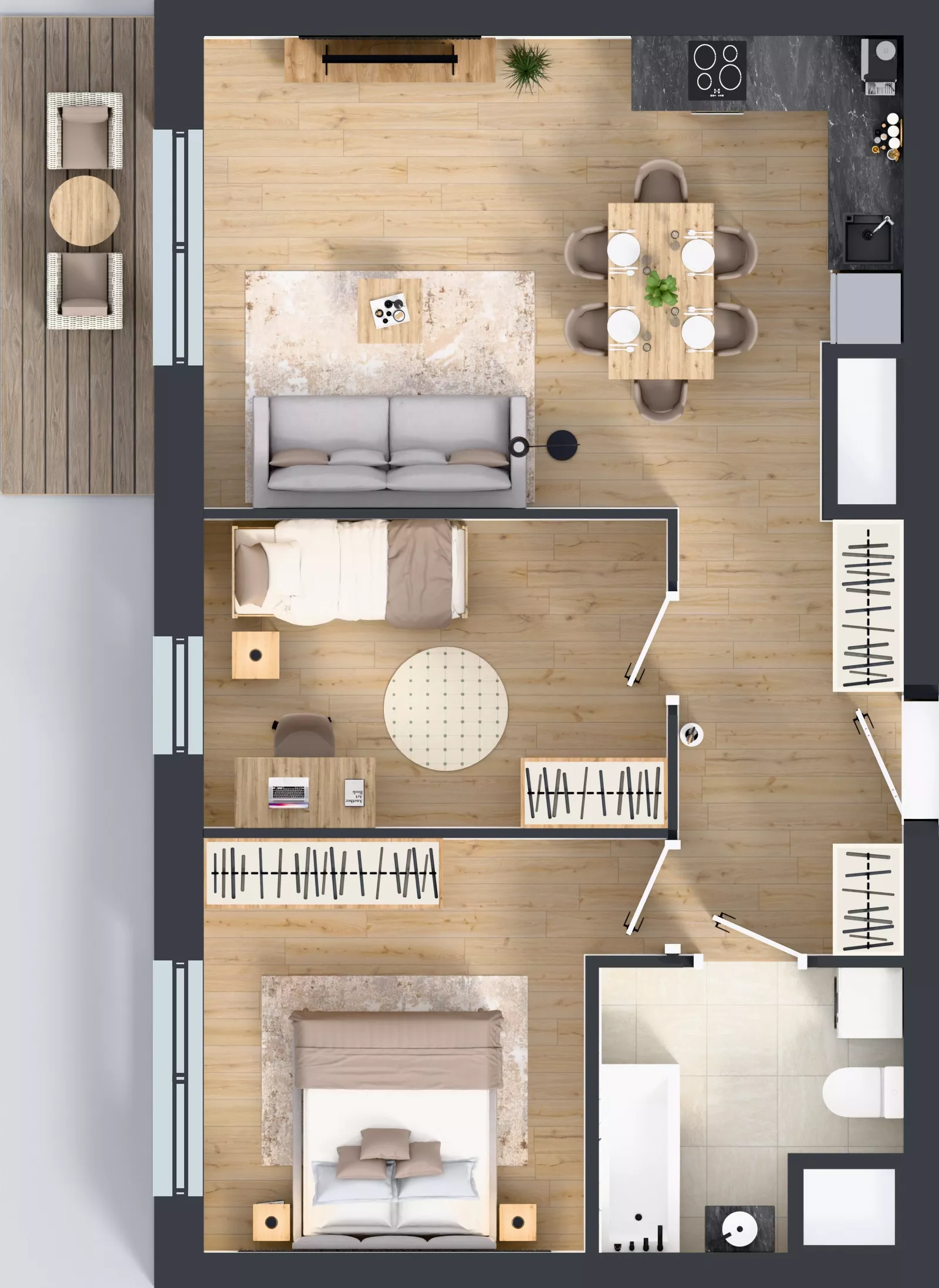 3 pokoje, mieszkanie 58,28 m², piętro 13, oferta nr 2.13.M04, Morska Vita II, Gdynia, Leszczynki, Leszczynki, ul. Działdowska 3A
