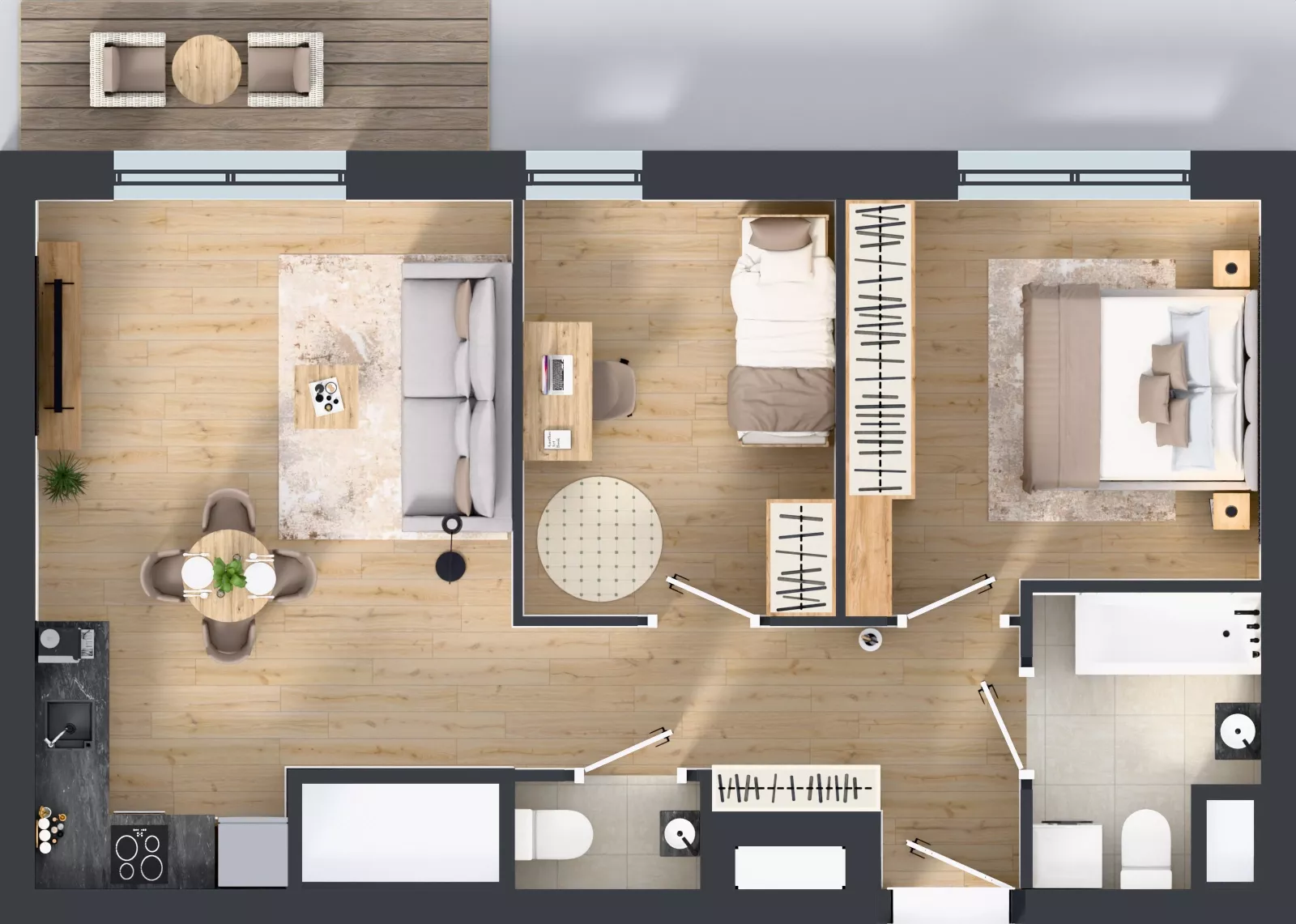 3 pokoje, mieszkanie 58,21 m², piętro 13, oferta nr 2.13.M05, Morska Vita II, Gdynia, Leszczynki, Leszczynki, ul. Działdowska 3A