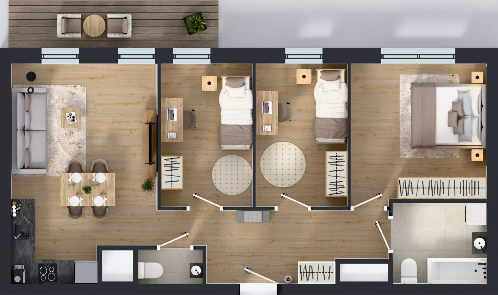 4 pokoje, mieszkanie 72,05 m², piętro 14, oferta nr 2.14.M04, Morska Vita II, Gdynia, Leszczynki, Leszczynki, ul. Działdowska 3A