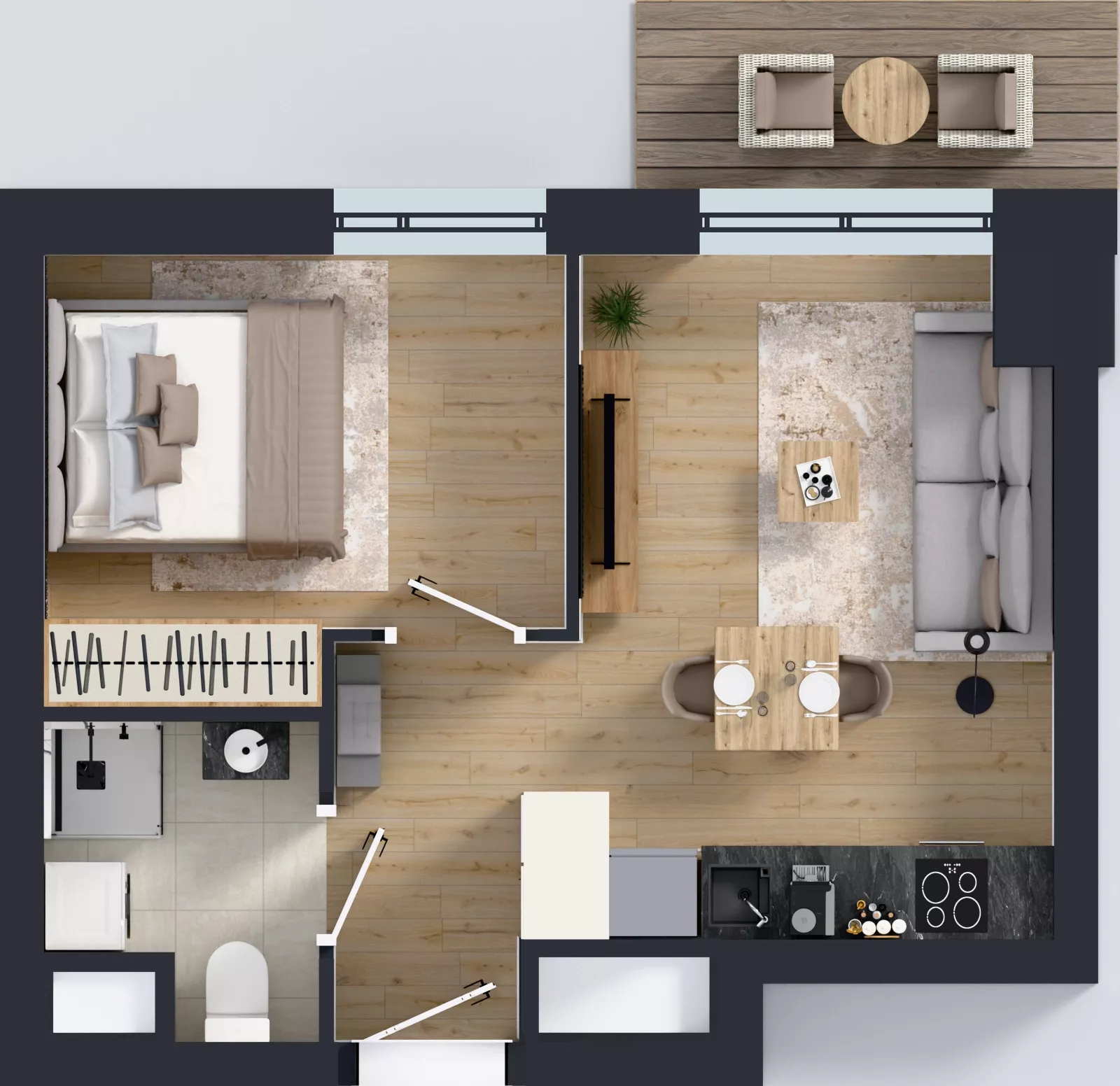 2 pokoje, mieszkanie 33,55 m², piętro 14, oferta nr 2.14.M07, Morska Vita II, Gdynia, Leszczynki, Leszczynki, ul. Działdowska 3A
