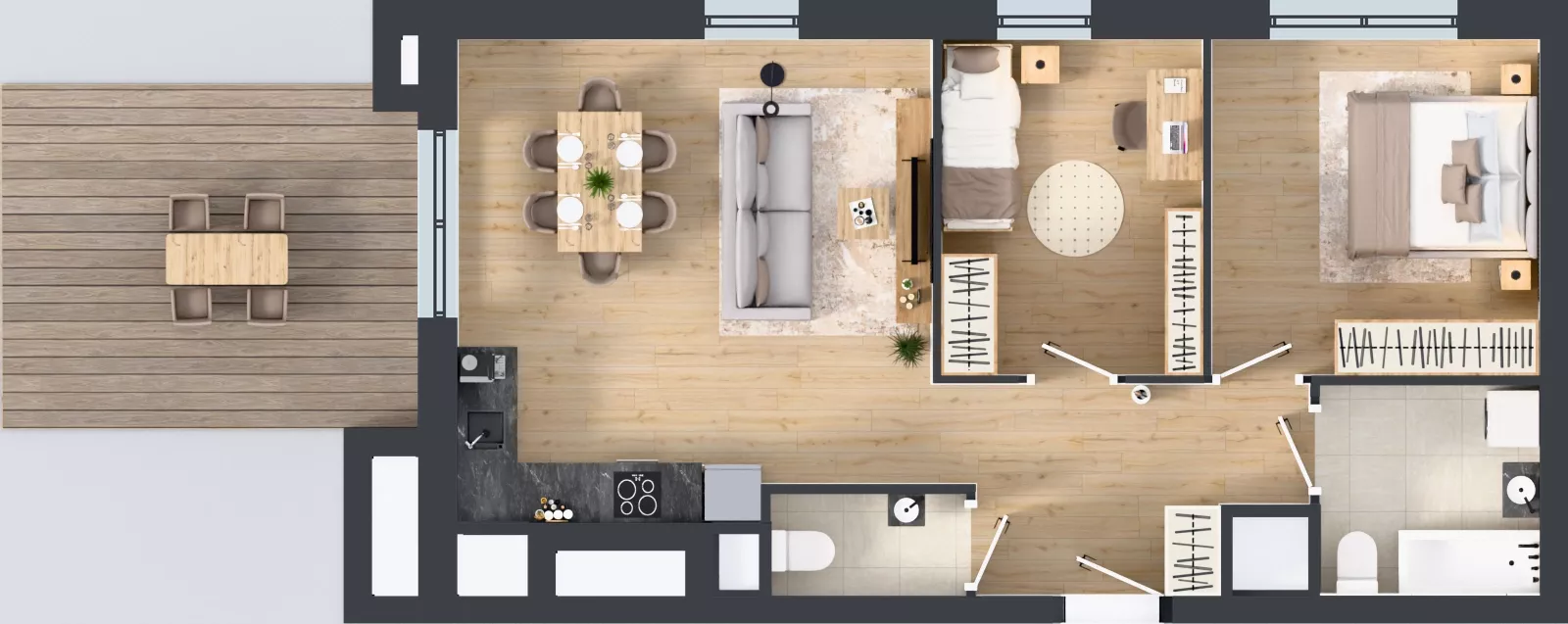 3 pokoje, mieszkanie 63,54 m², piętro 15, oferta nr 2.15.M02, Morska Vita II, Gdynia, Leszczynki, Leszczynki, ul. Działdowska 3A