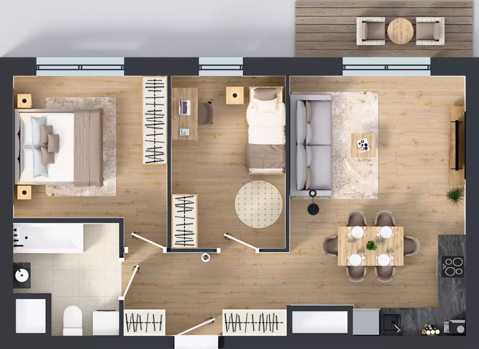 3 pokoje, mieszkanie 58,17 m², piętro 15, oferta nr 2.15.M03, Morska Vita II, Gdynia, Leszczynki, Leszczynki, ul. Działdowska 3A