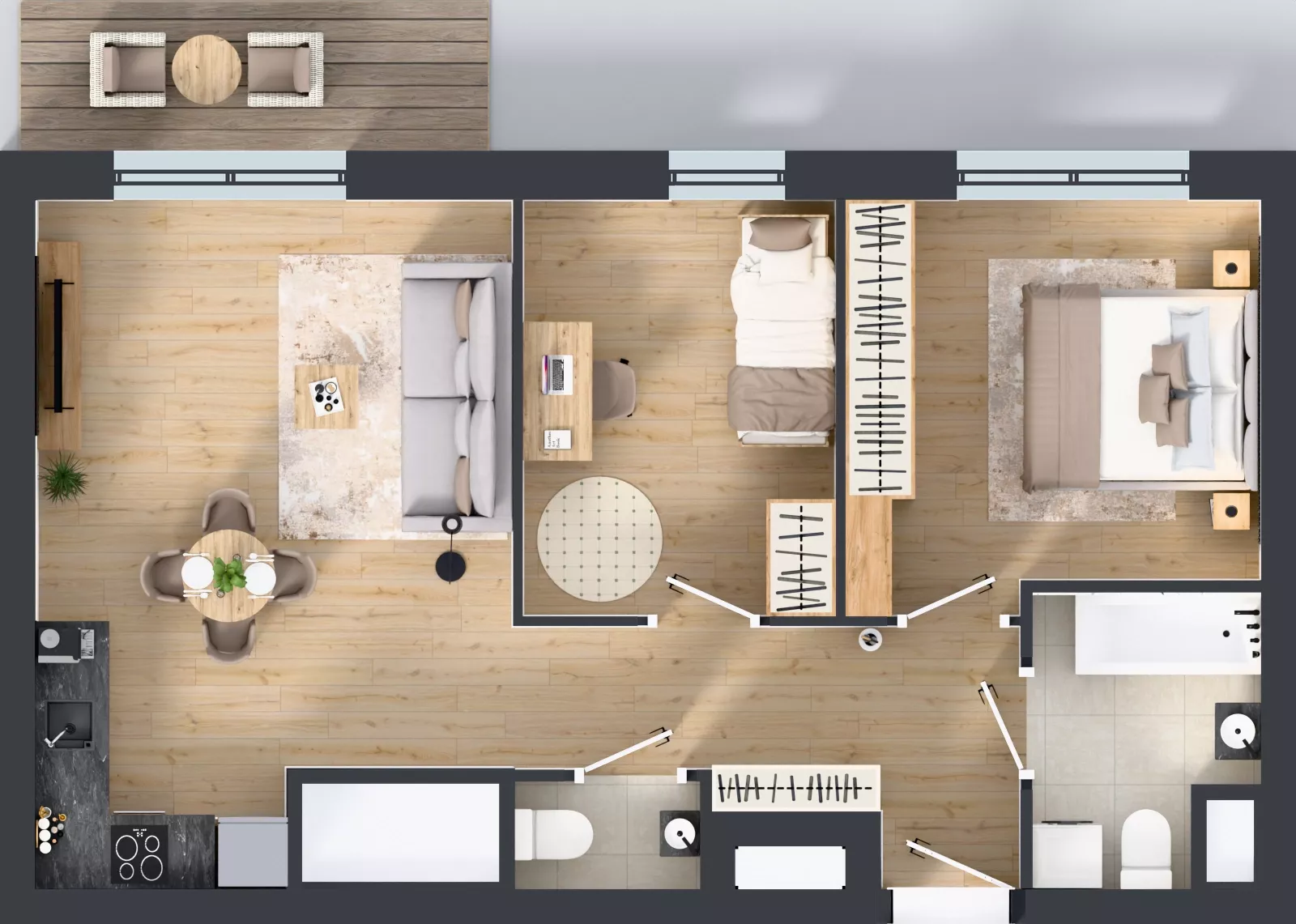 3 pokoje, mieszkanie 58,21 m², piętro 15, oferta nr 2.15.M04, Morska Vita II, Gdynia, Leszczynki, Leszczynki, ul. Działdowska 3A