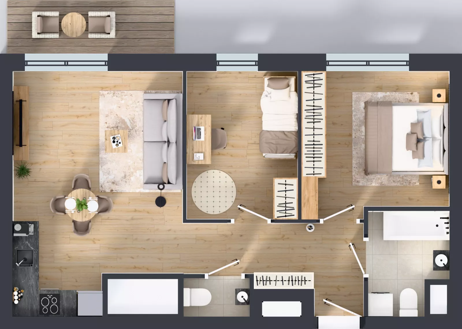 3 pokoje, mieszkanie 58,21 m², piętro 16, oferta nr 2.16.M03, Morska Vita II, Gdynia, Leszczynki, Leszczynki, ul. Działdowska 3A