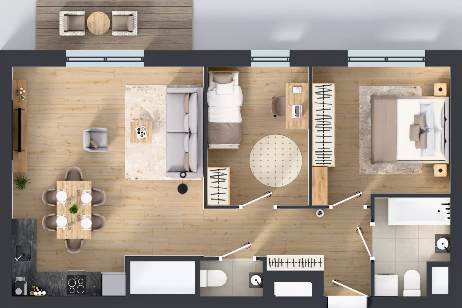 3 pokoje, mieszkanie 62,60 m², piętro 17, oferta nr 2.17.M03, Morska Vita II, Gdynia, Leszczynki, Leszczynki, ul. Działdowska 3A