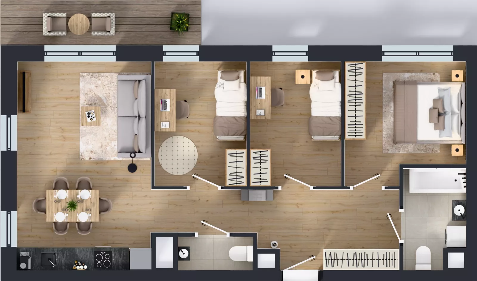 4 pokoje, mieszkanie 70,87 m², piętro 2, oferta nr 2.2.M04, Morska Vita II, Gdynia, Leszczynki, Leszczynki, ul. Działdowska 3A