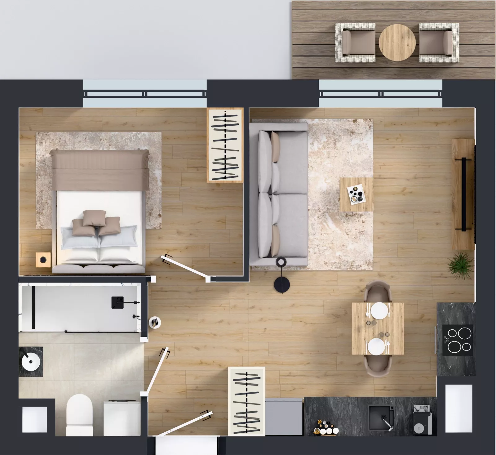 2 pokoje, mieszkanie 37,96 m², piętro 3, oferta nr 2.3.M02, Morska Vita II, Gdynia, Leszczynki, Leszczynki, ul. Działdowska 3A