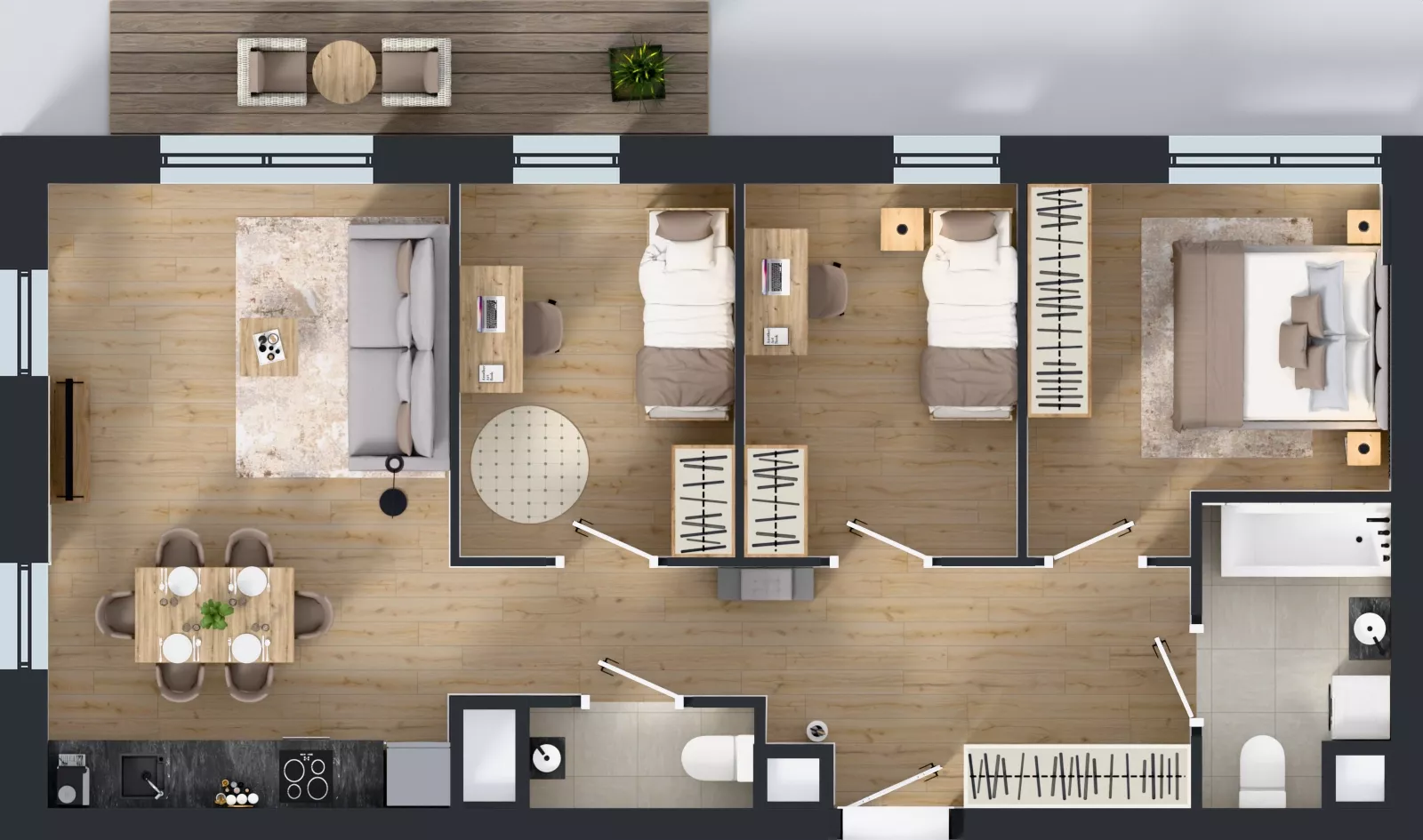 4 pokoje, mieszkanie 70,87 m², piętro 3, oferta nr 2.3.M04, Morska Vita II, Gdynia, Leszczynki, Leszczynki, ul. Działdowska 3A