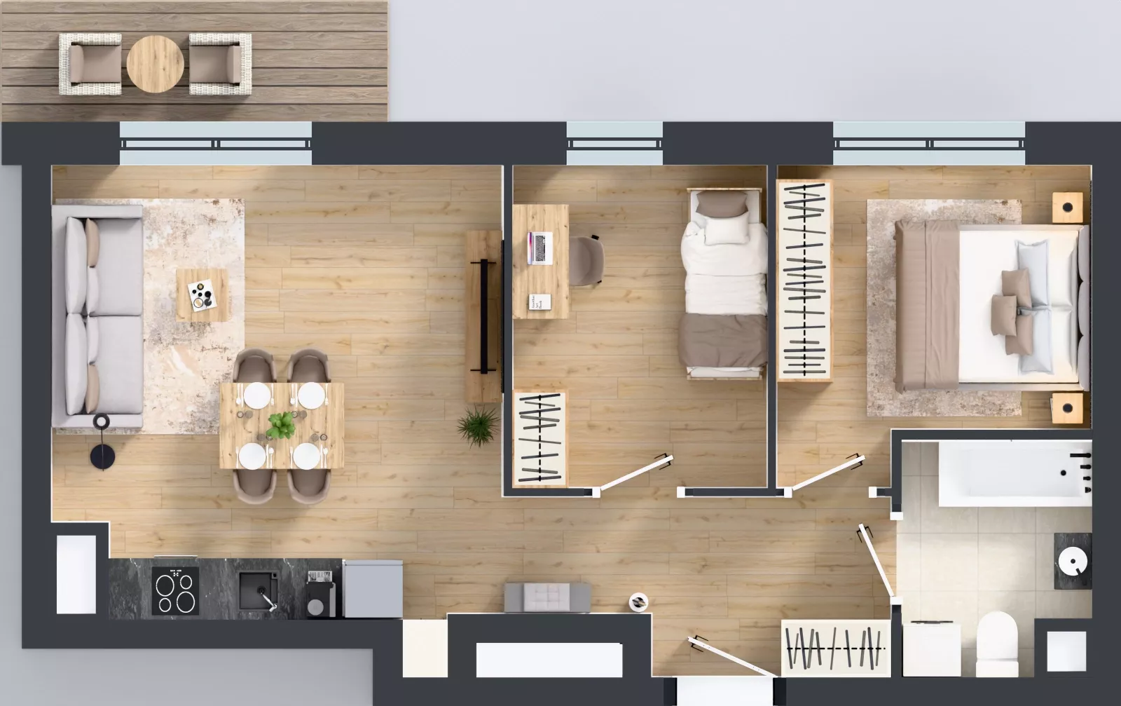 3 pokoje, mieszkanie 52,26 m², piętro 4, oferta nr 2.4.M01, Morska Vita II, Gdynia, Leszczynki, Leszczynki, ul. Działdowska 3A
