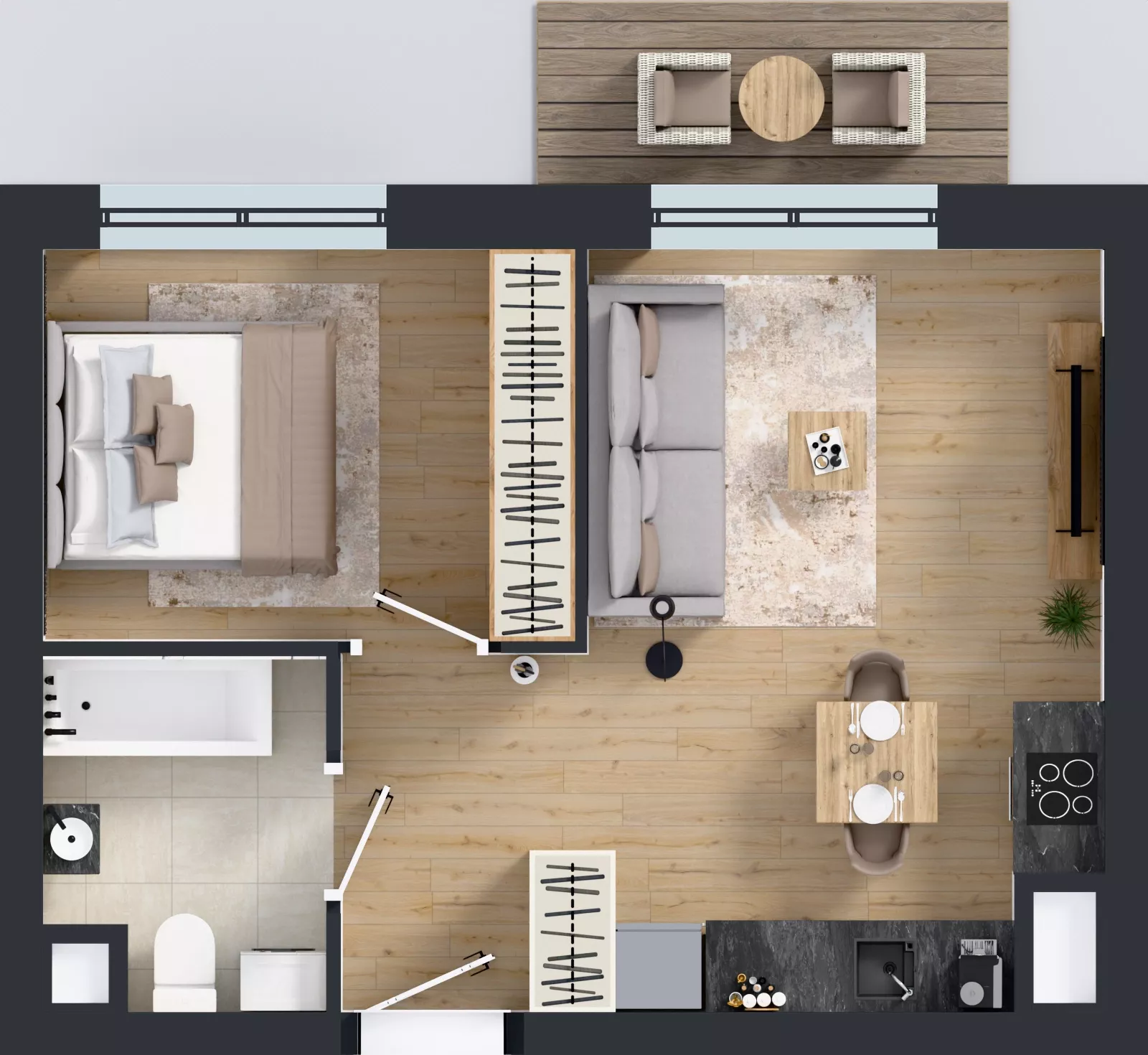 2 pokoje, mieszkanie 37,95 m², piętro 6, oferta nr 2.6.M02, Morska Vita II, Gdynia, Leszczynki, Leszczynki, ul. Działdowska 3A