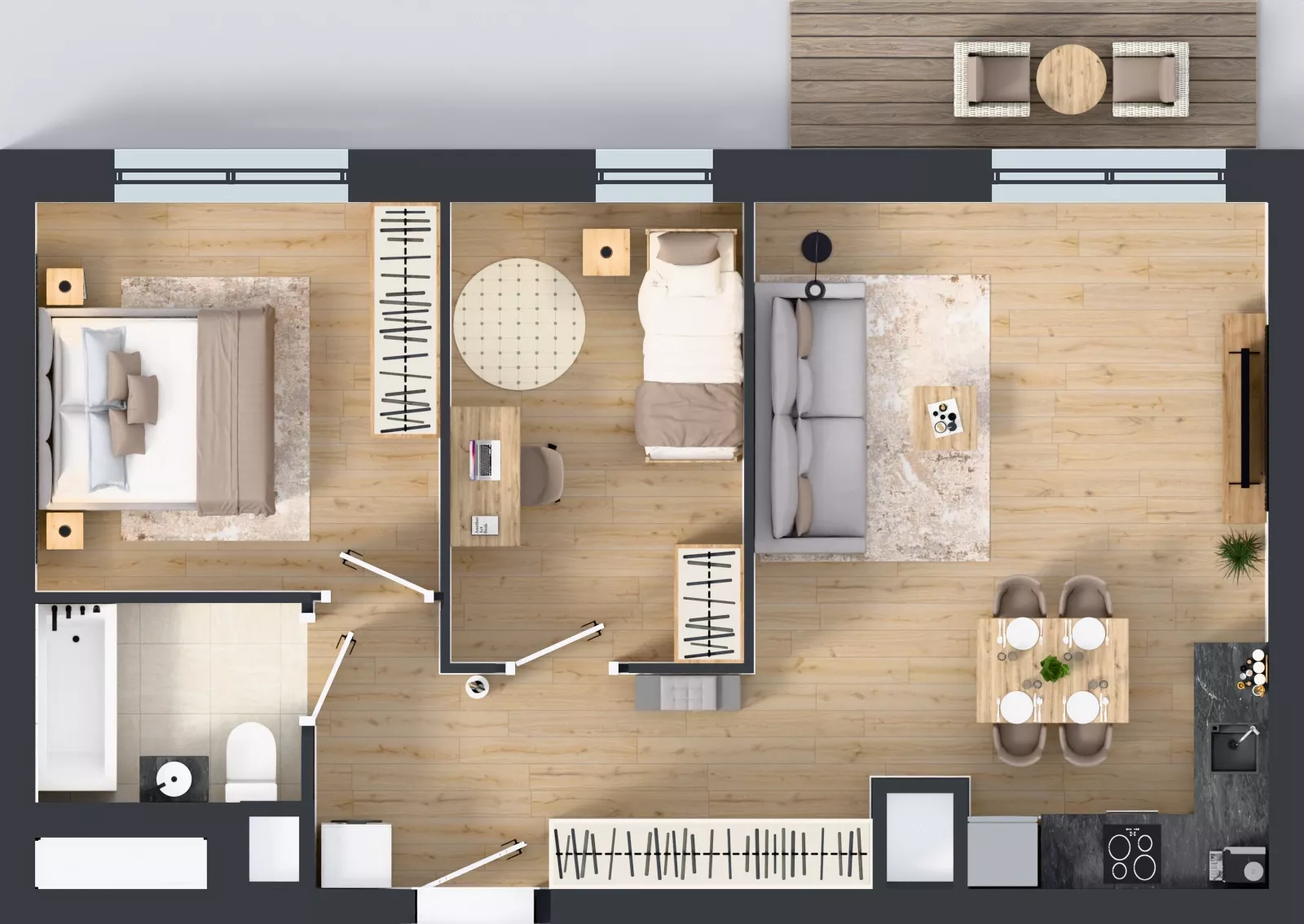 3 pokoje, mieszkanie 58,55 m², piętro 6, oferta nr 2.6.M05, Morska Vita II, Gdynia, Leszczynki, Leszczynki, ul. Działdowska 3A