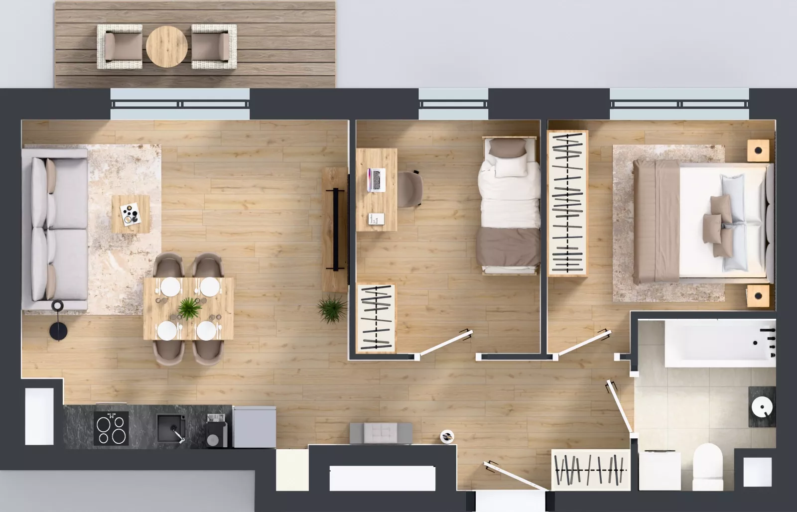 3 pokoje, mieszkanie 52,26 m², piętro 7, oferta nr 2.7.M01, Morska Vita II, Gdynia, Leszczynki, Leszczynki, ul. Działdowska 3A