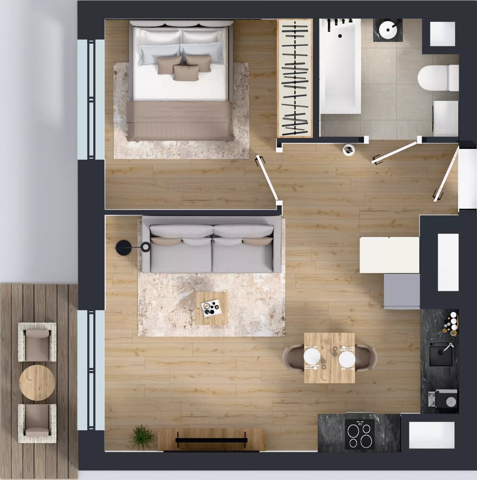 2 pokoje, mieszkanie 39,96 m², piętro 7, oferta nr 2.7.M08, Morska Vita II, Gdynia, Leszczynki, Leszczynki, ul. Działdowska 3A