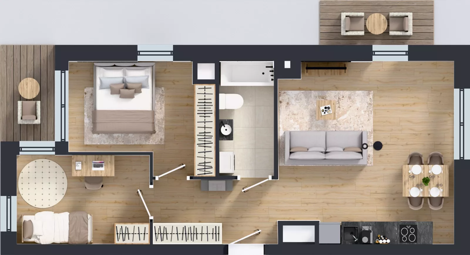 3 pokoje, mieszkanie 57,37 m², piętro 7, oferta nr 2.7.M11, Morska Vita II, Gdynia, Leszczynki, Leszczynki, ul. Działdowska 3A