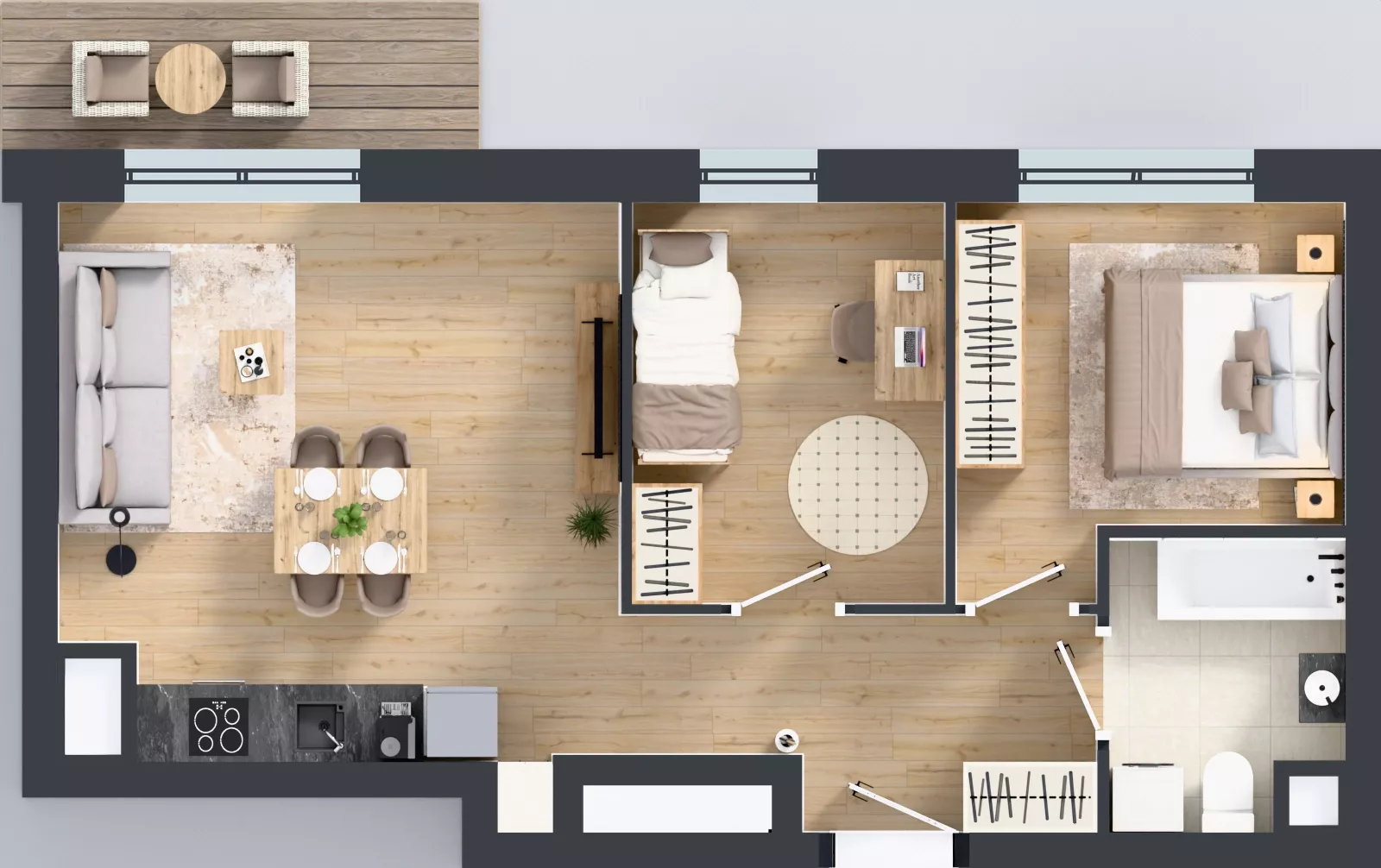3 pokoje, mieszkanie 53,08 m², piętro 8, oferta nr 2.8.M01, Morska Vita II, Gdynia, Leszczynki, Leszczynki, ul. Działdowska 3A