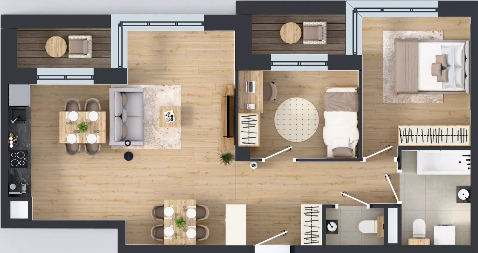 3 pokoje, mieszkanie 65,10 m², parter, oferta nr C1/00/05, WUWA Vita III, Wrocław, Żerniki, Fabryczna, ul. Maya