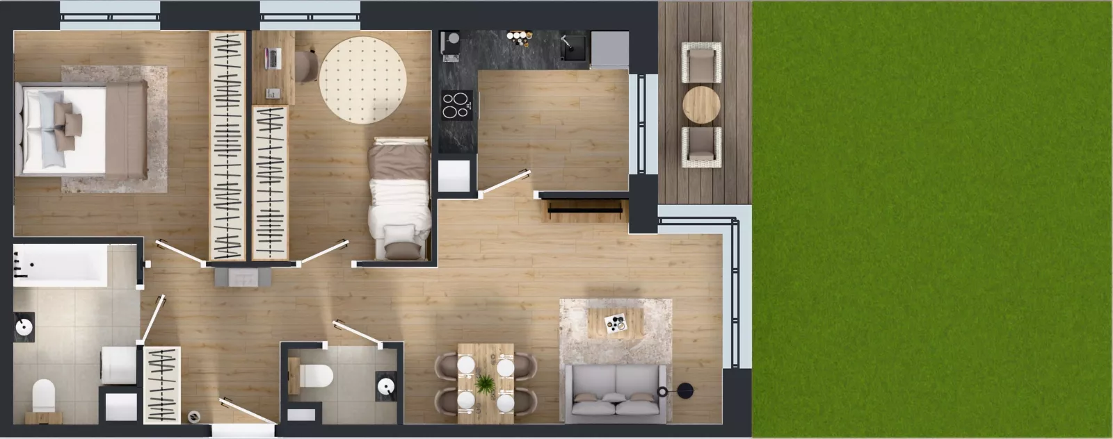 3 pokoje, mieszkanie 63,56 m², parter, oferta nr C1/00/10, WUWA Vita III, Wrocław, Żerniki, Fabryczna, ul. Maya