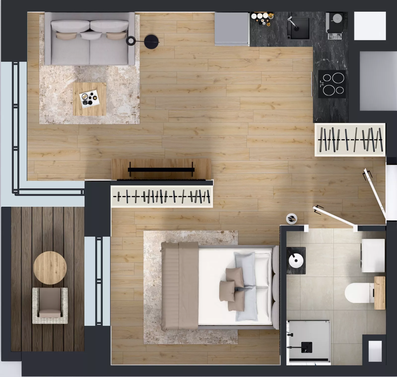 1 pokój, mieszkanie 33,77 m², piętro 1, oferta nr C1/01/20, WUWA Vita III, Wrocław, Żerniki, Fabryczna, ul. Maya