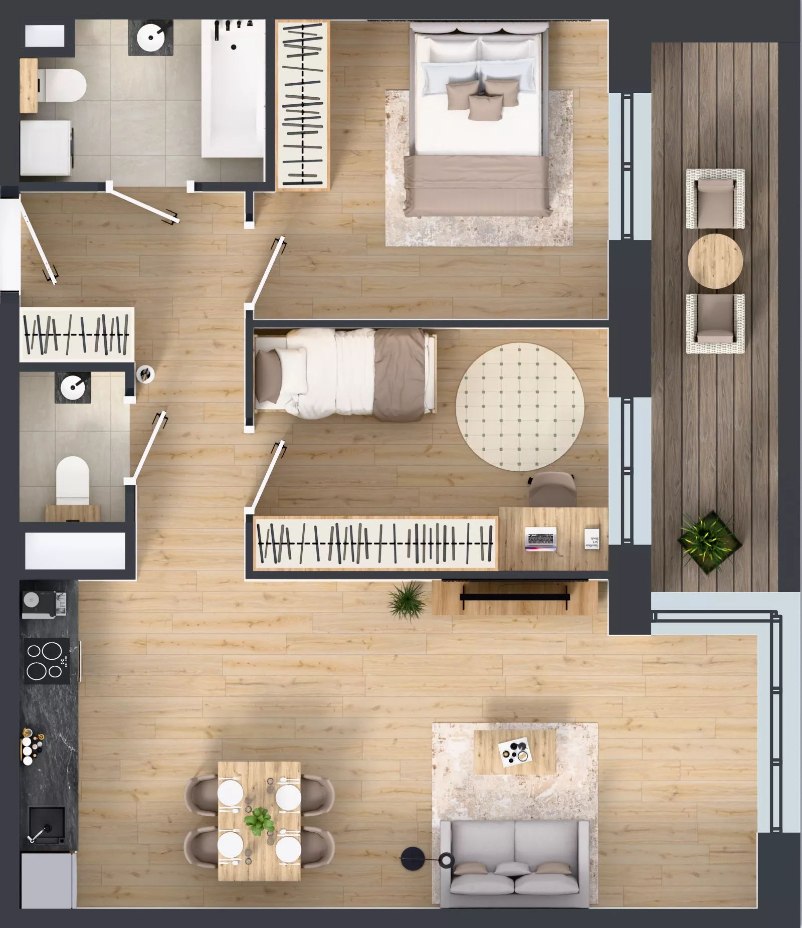 3 pokoje, mieszkanie 64,40 m², piętro 2, oferta nr C1/02/28, WUWA Vita III, Wrocław, Żerniki, Fabryczna, ul. Maya