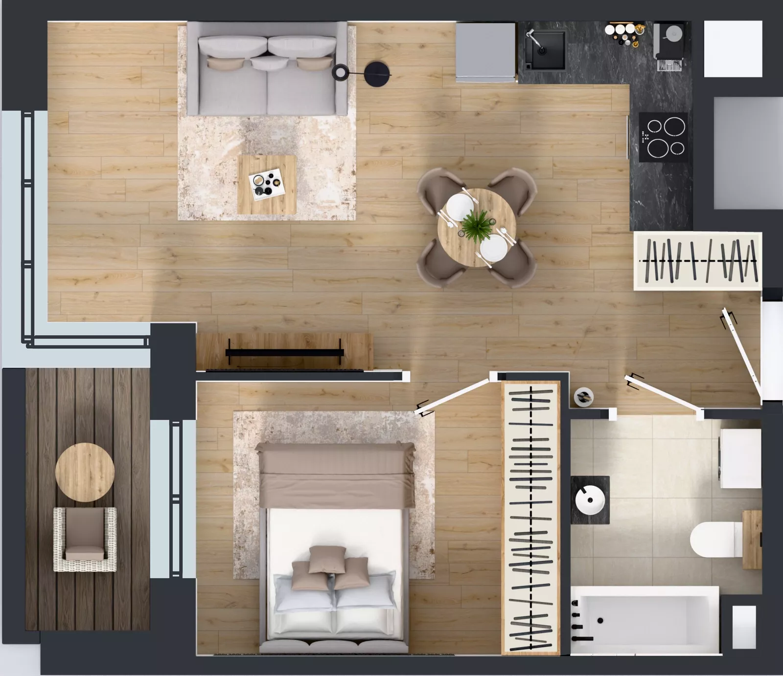 2 pokoje, mieszkanie 38,69 m², piętro 2, oferta nr C1/02/35, WUWA Vita III, Wrocław, Żerniki, Fabryczna, ul. Maya