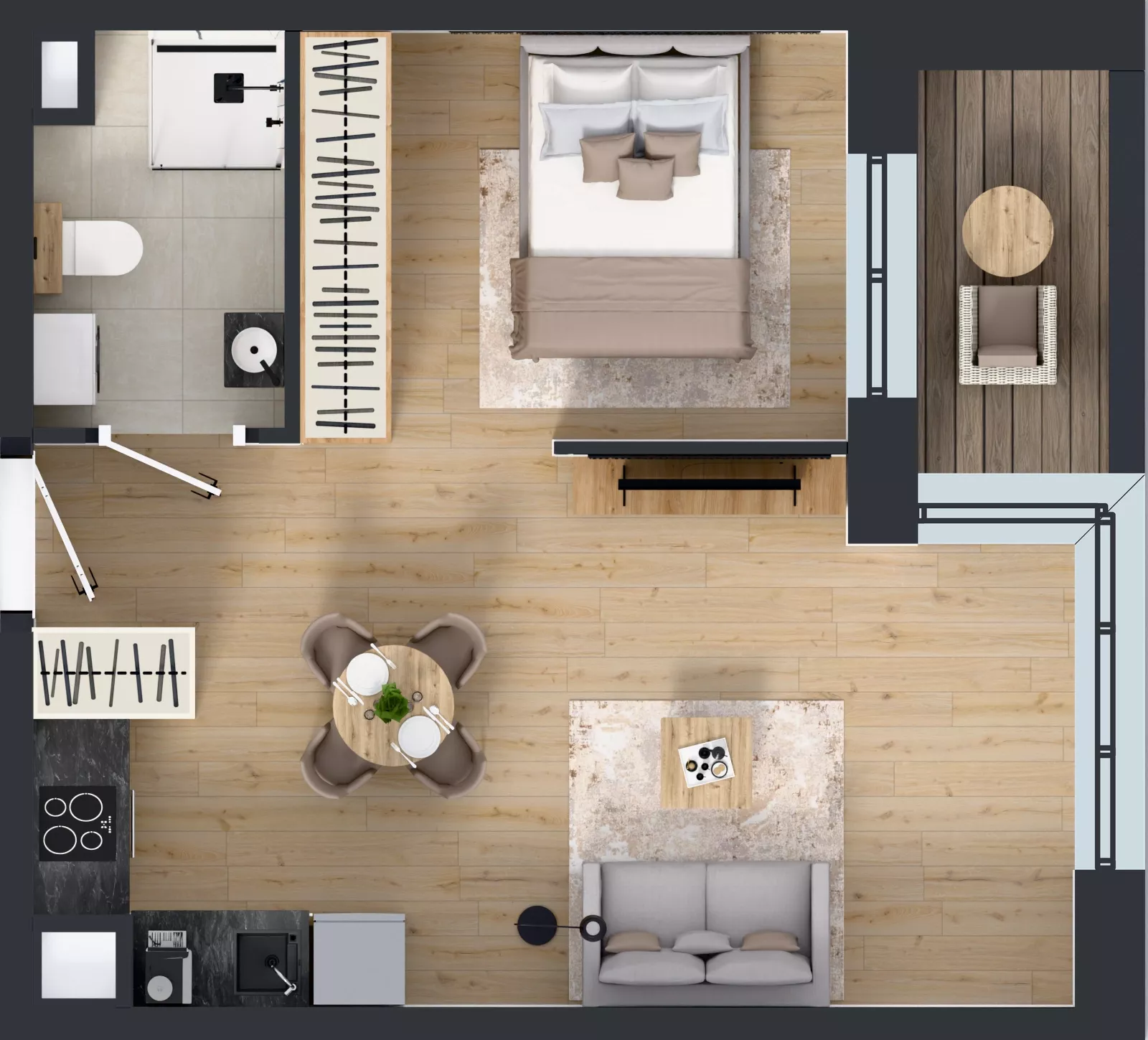 1 pokój, mieszkanie 37,53 m², piętro 2, oferta nr C1/02/37, WUWA Vita III, Wrocław, Żerniki, Fabryczna, ul. Maya