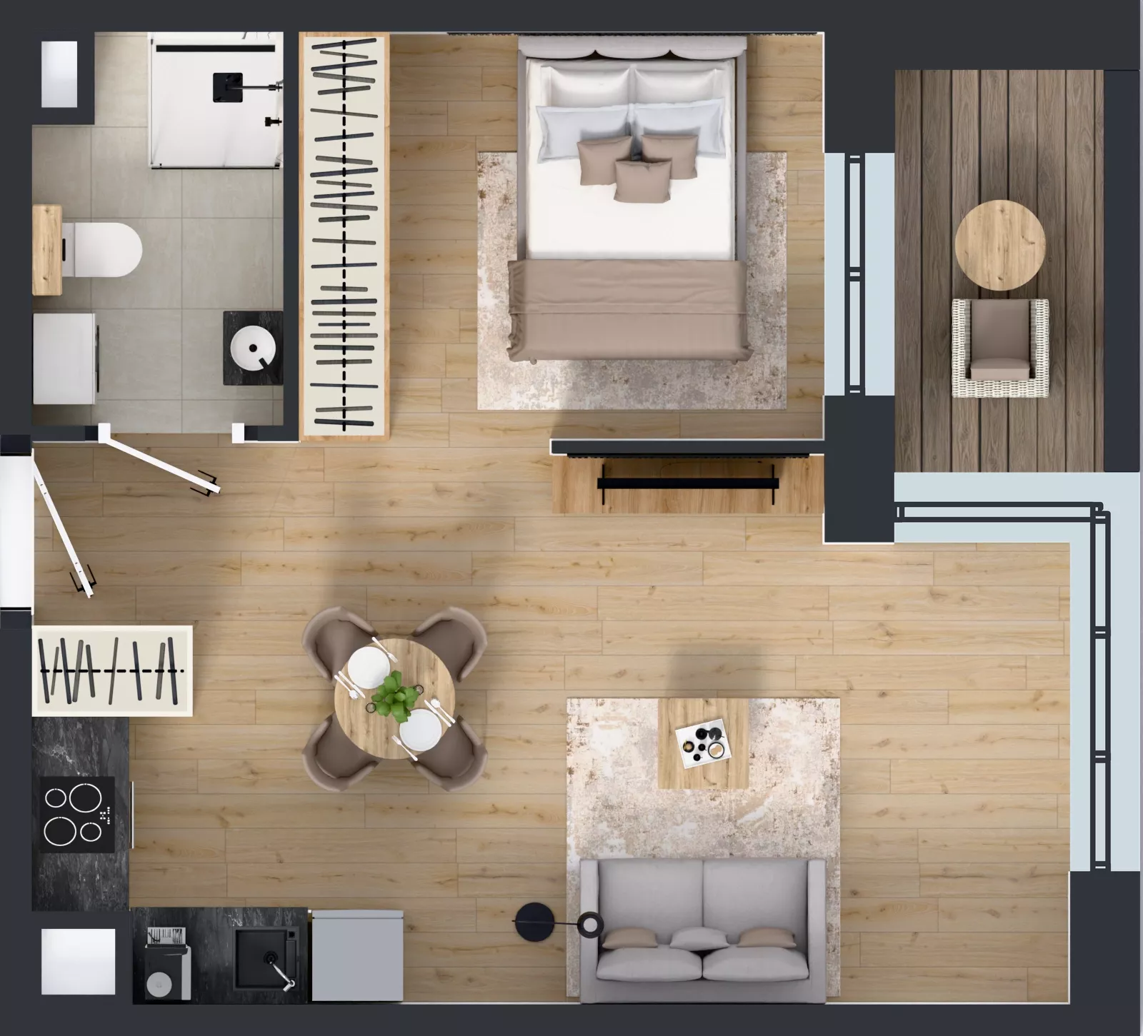 1 pokój, mieszkanie 37,13 m², piętro 2, oferta nr C1/02/38, WUWA Vita III, Wrocław, Żerniki, Fabryczna, ul. Maya