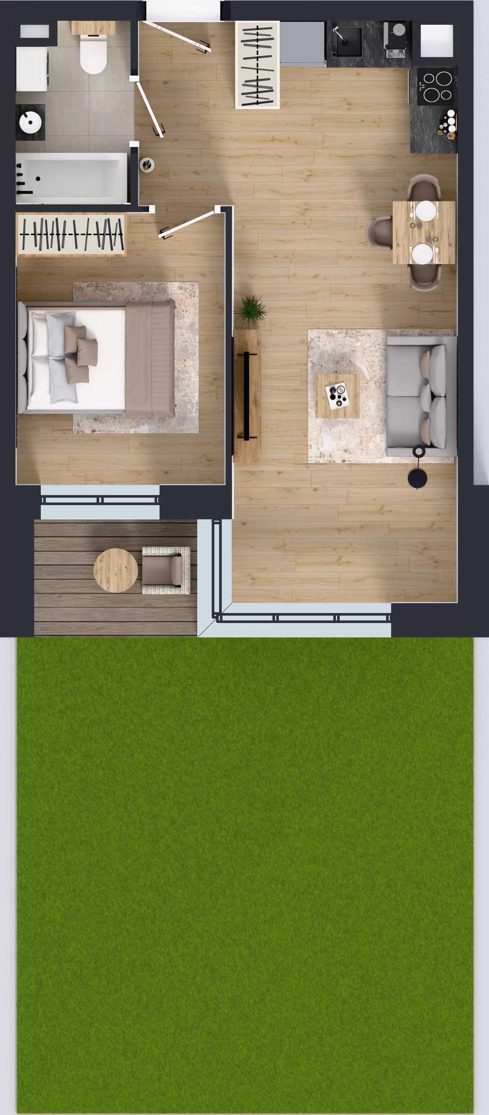 2 pokoje, mieszkanie 40,66 m², parter, oferta nr C2/00/02, WUWA Vita III, Wrocław, Żerniki, Fabryczna, ul. Maya