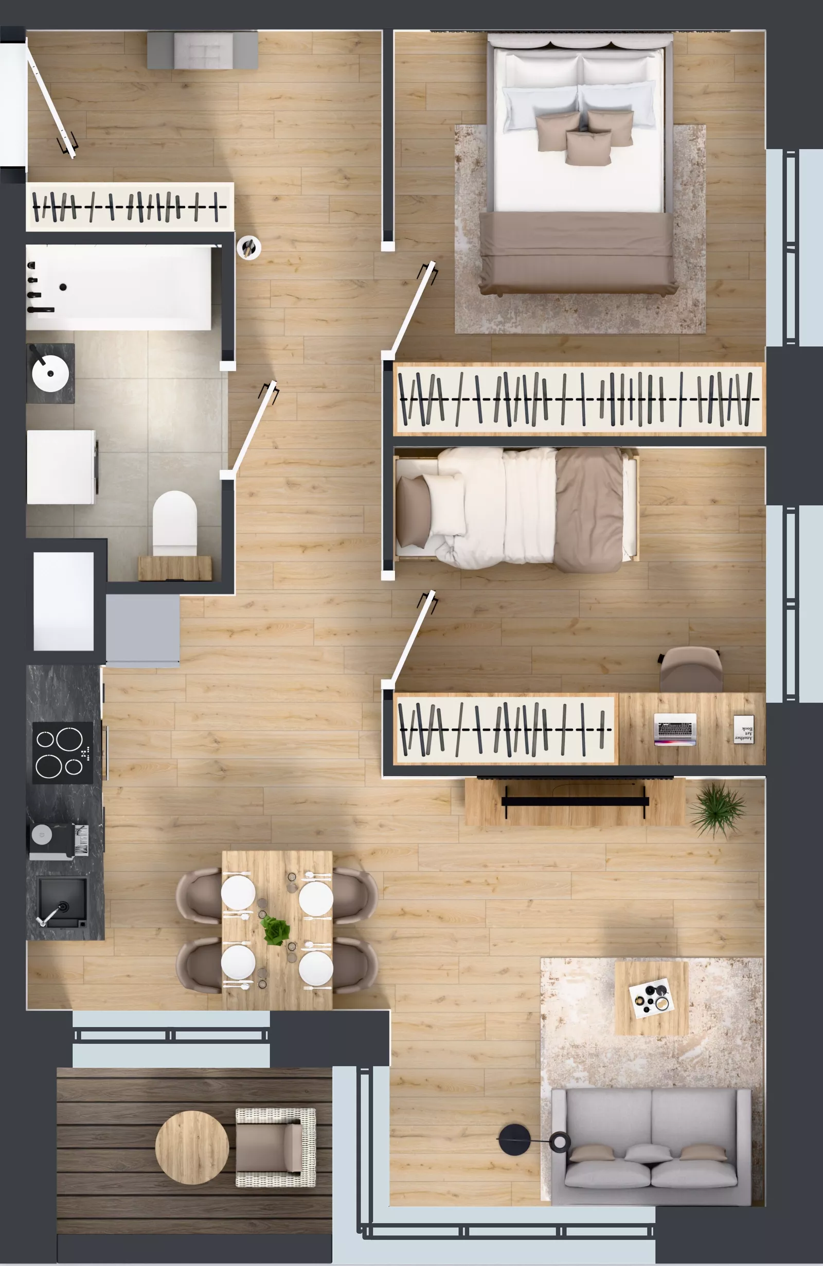 3 pokoje, mieszkanie 50,40 m², piętro 2, oferta nr C2/02/14, WUWA Vita III, Wrocław, Żerniki, Fabryczna, ul. Maya