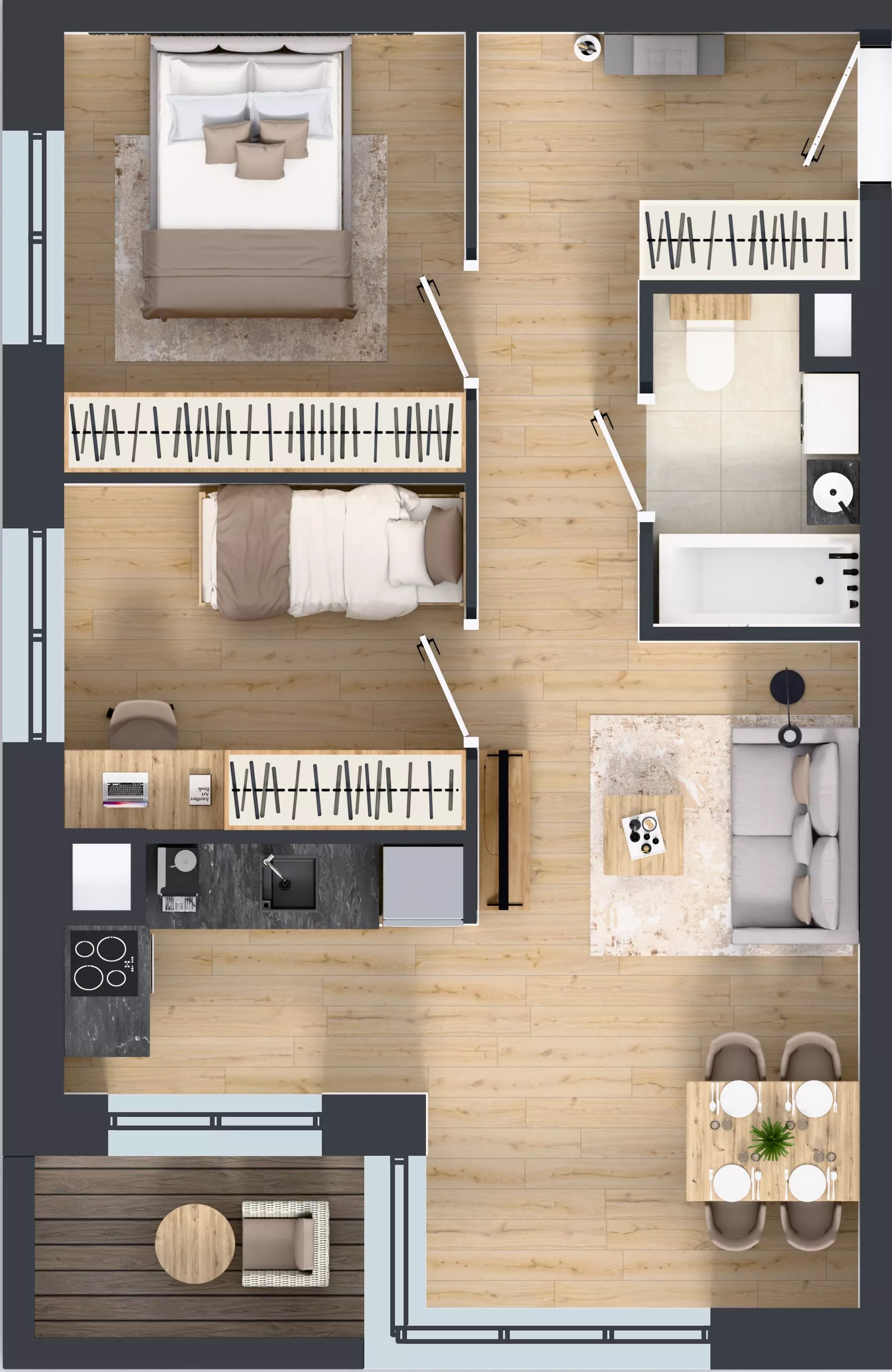 3 pokoje, mieszkanie 50,14 m², piętro 2, oferta nr C2/02/18, WUWA Vita III, Wrocław, Żerniki, Fabryczna, ul. Maya
