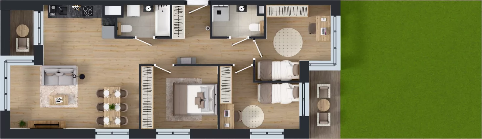 4 pokoje, mieszkanie 78,29 m², parter, oferta nr C3/00/01, WUWA Vita III, Wrocław, Żerniki, Fabryczna, ul. Maya