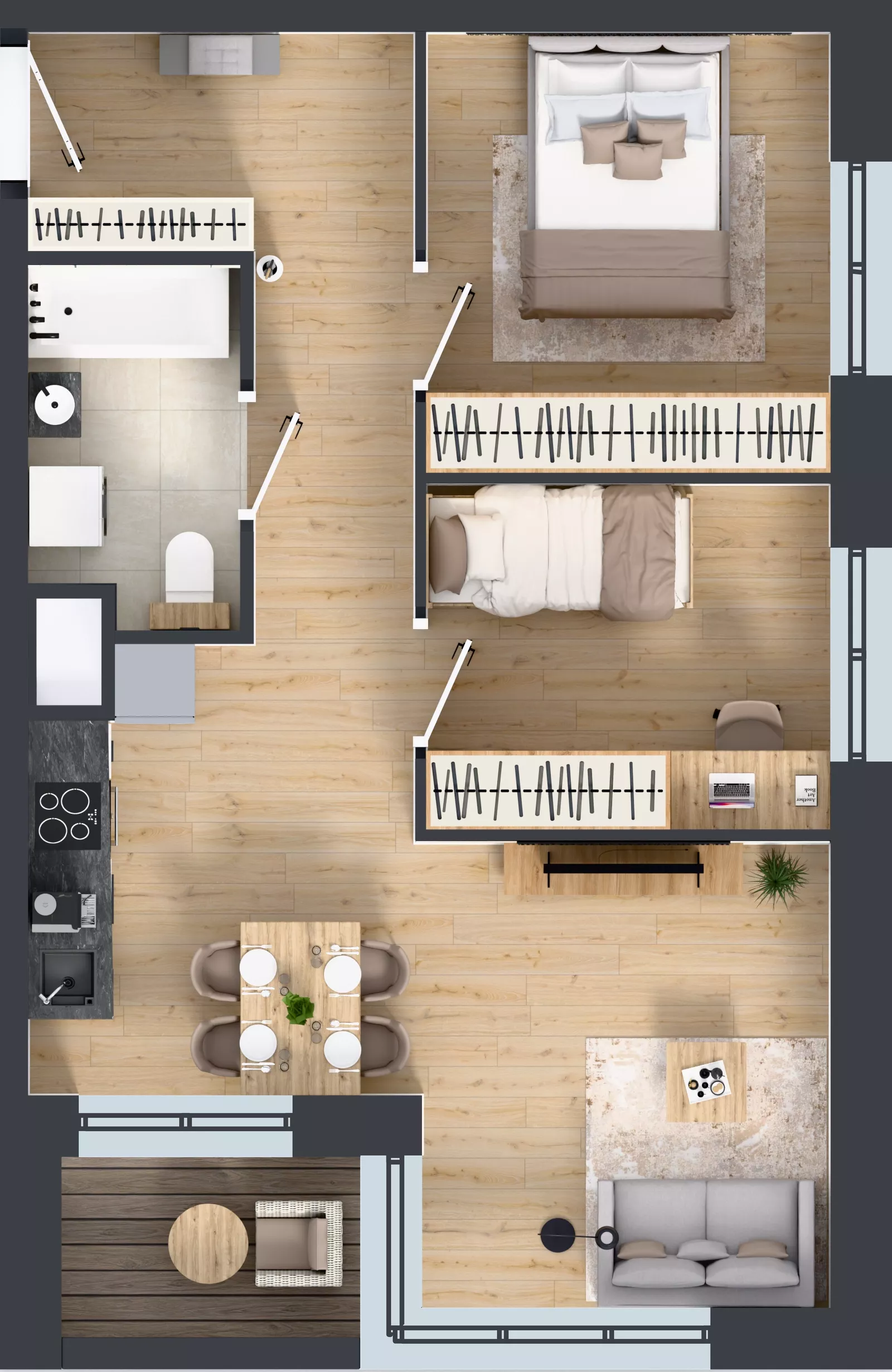 3 pokoje, mieszkanie 51,95 m², piętro 1, oferta nr C3/01/06, WUWA Vita III, Wrocław, Żerniki, Fabryczna, ul. Maya