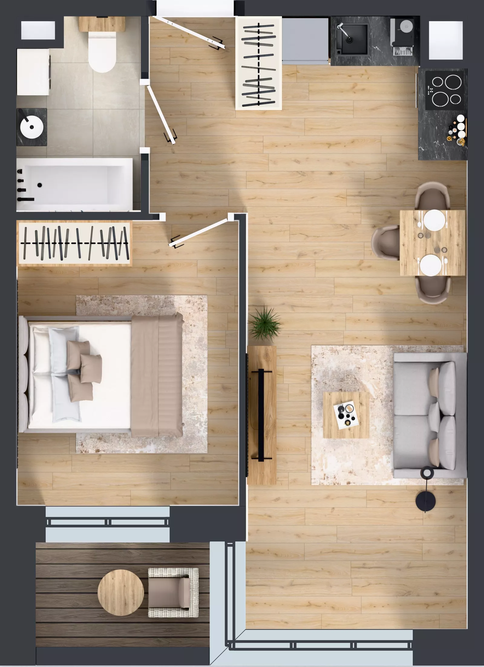 2 pokoje, mieszkanie 39,87 m², piętro 1, oferta nr C3/01/08, WUWA Vita III, Wrocław, Żerniki, Fabryczna, ul. Maya