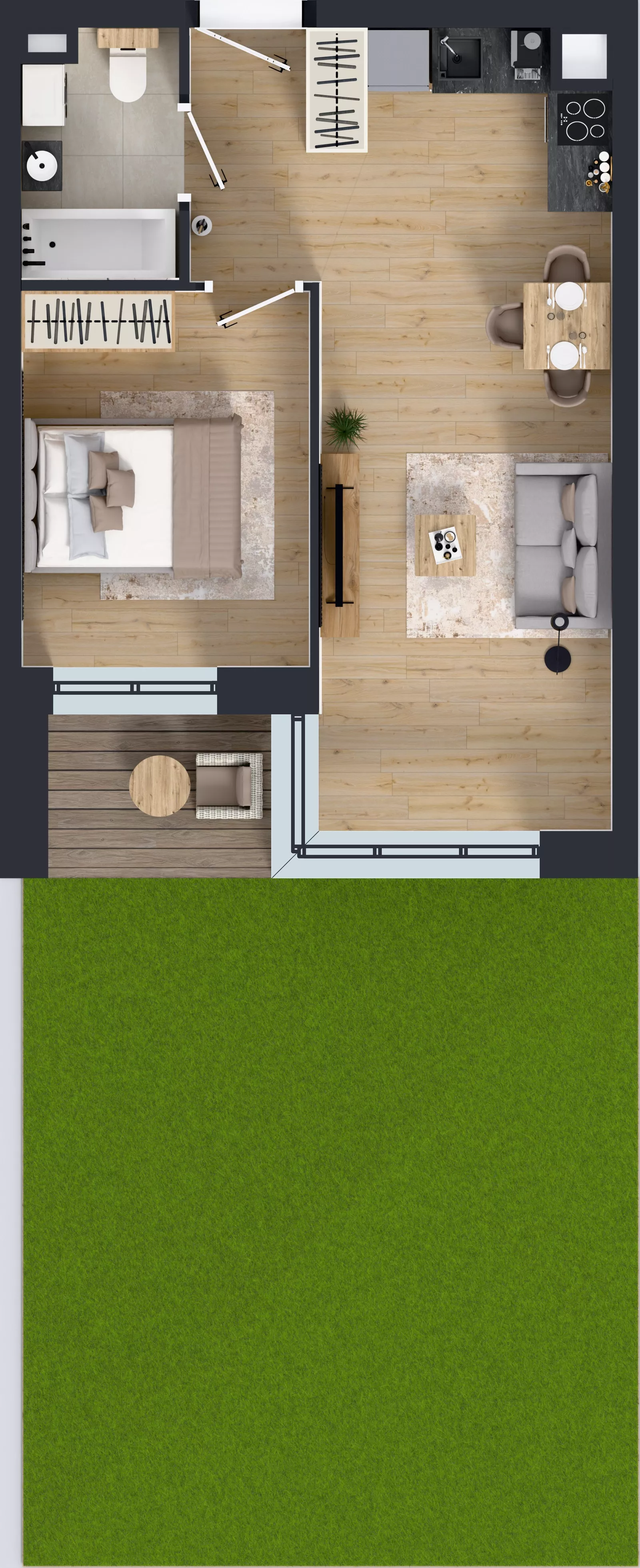 2 pokoje, mieszkanie 39,25 m², parter, oferta nr D1/00/03, WUWA Vita III, Wrocław, Żerniki, Fabryczna, ul. Maya