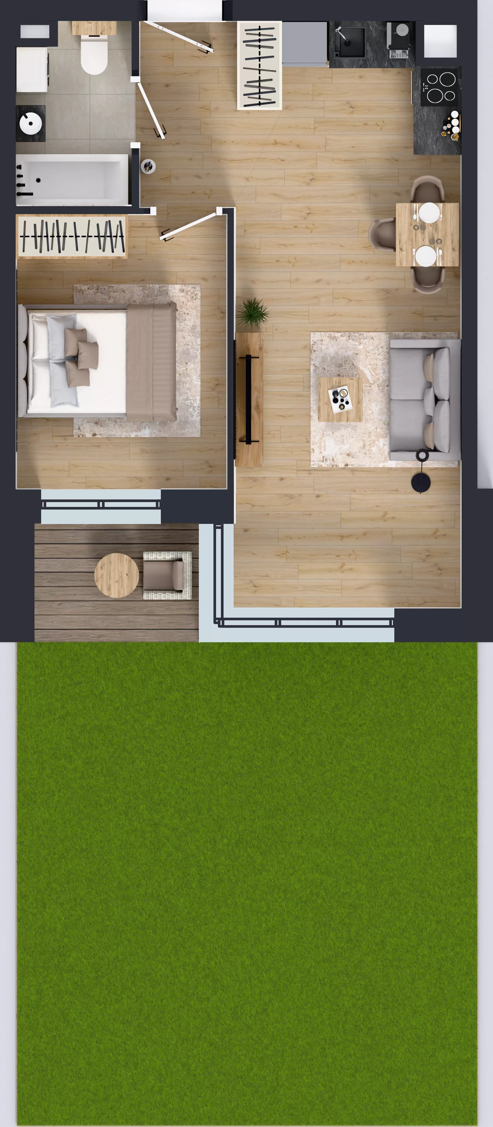 2 pokoje, mieszkanie 40,66 m², parter, oferta nr D1/00/04, WUWA Vita III, Wrocław, Żerniki, Fabryczna, ul. Maya