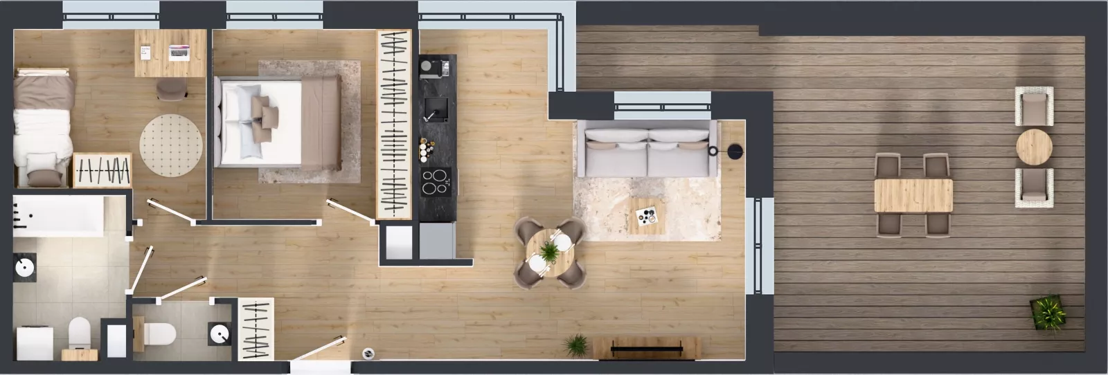 3 pokoje, mieszkanie 59,38 m², piętro 1, oferta nr D1/01/06, WUWA Vita III, Wrocław, Żerniki, Fabryczna, ul. Maya