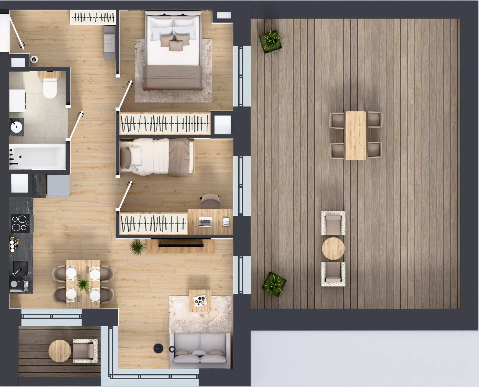 3 pokoje, mieszkanie 49,45 m², piętro 1, oferta nr D1/01/07, WUWA Vita III, Wrocław, Żerniki, Fabryczna, ul. Maya