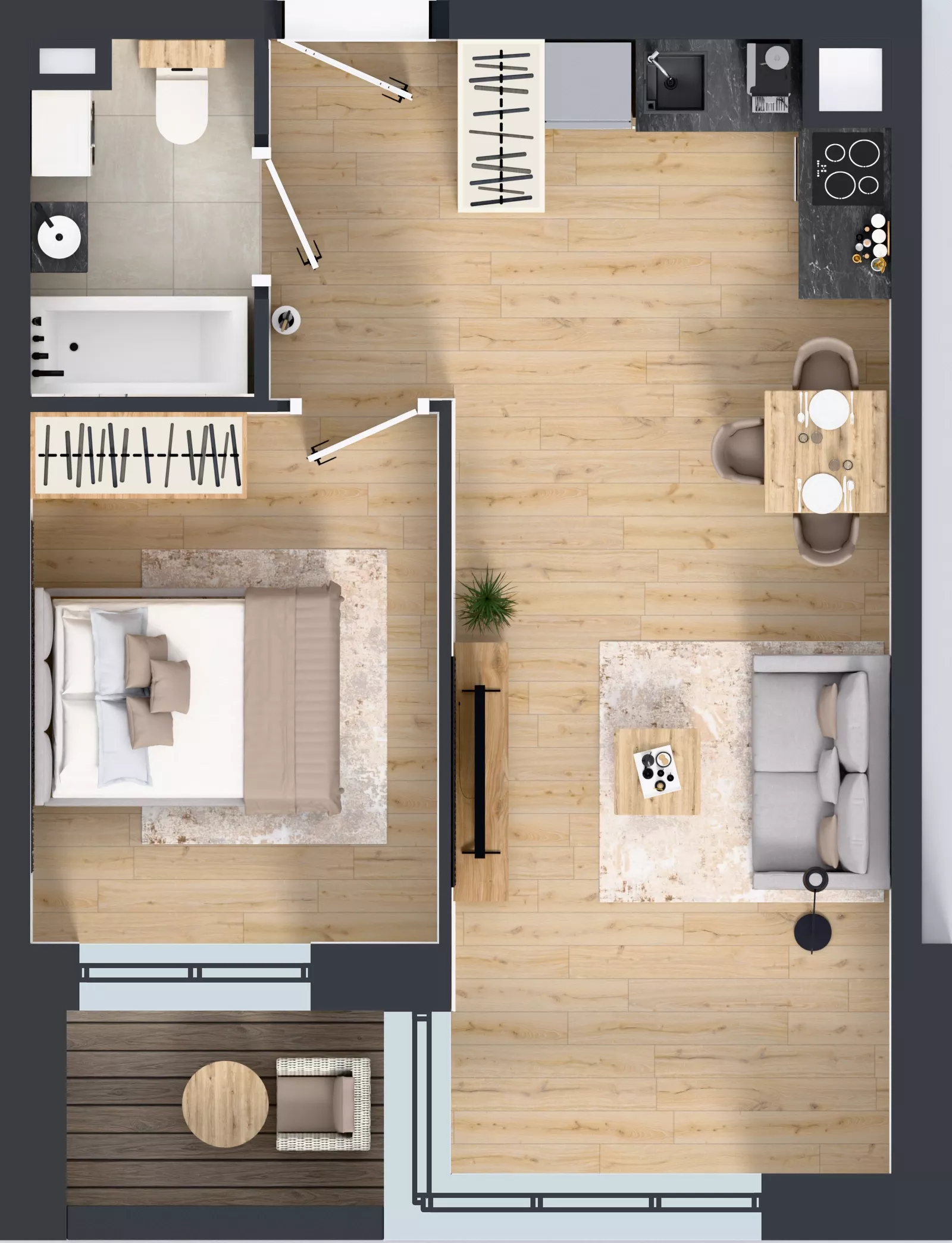 2 pokoje, mieszkanie 40,66 m², piętro 1, oferta nr D1/01/08, WUWA Vita III, Wrocław, Żerniki, Fabryczna, ul. Maya