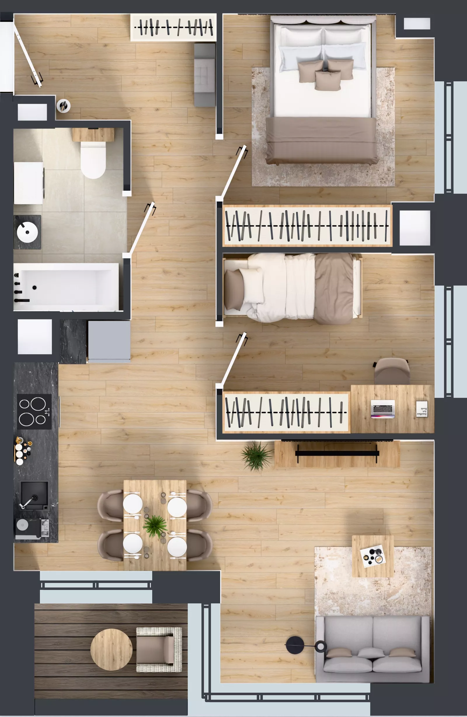 3 pokoje, mieszkanie 49,86 m², piętro 2, oferta nr D1/02/14, WUWA Vita III, Wrocław, Żerniki, Fabryczna, ul. Maya