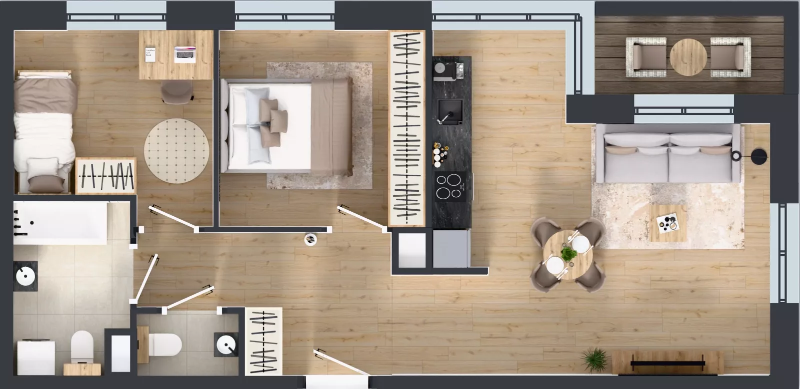 3 pokoje, mieszkanie 60,07 m², piętro 3, oferta nr D1/03/20, WUWA Vita III, Wrocław, Żerniki, Fabryczna, ul. Maya