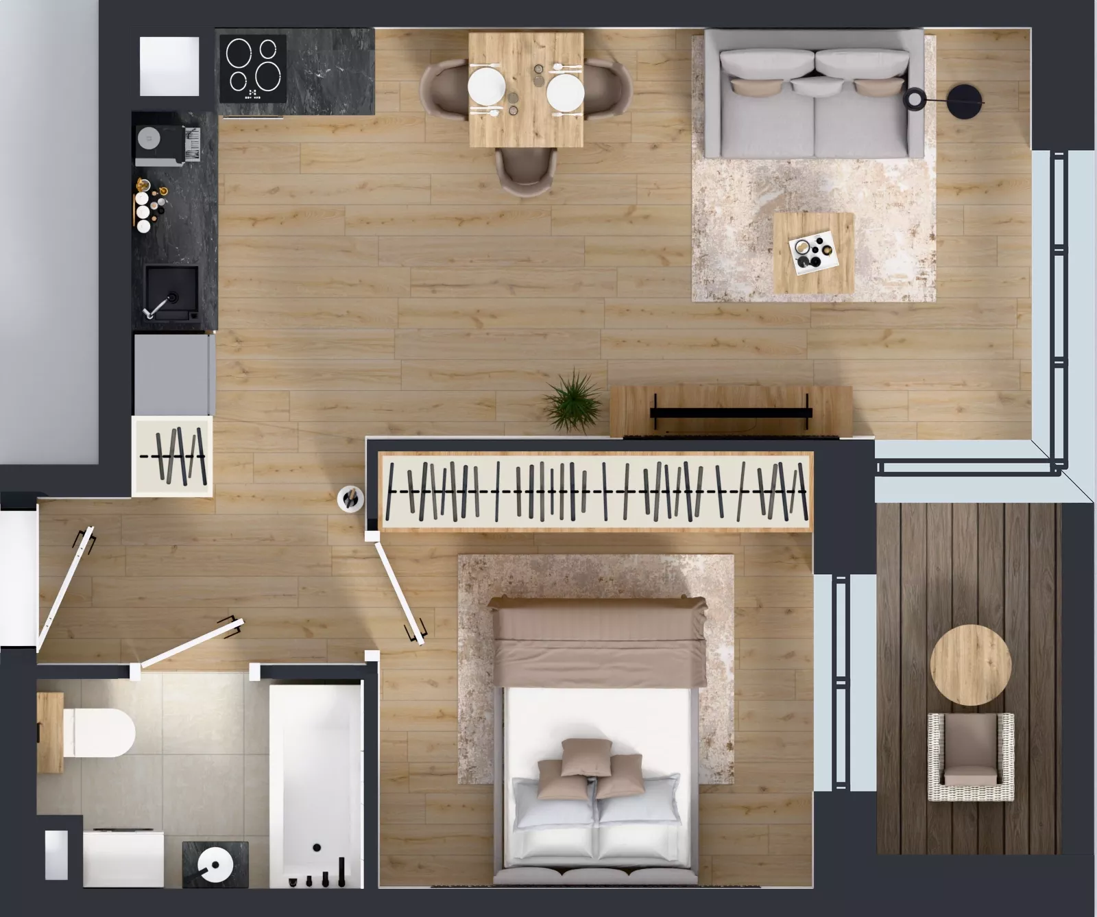 2 pokoje, mieszkanie 37,46 m², piętro 1, oferta nr D2/01/02, WUWA Vita III, Wrocław, Żerniki, Fabryczna, ul. Maya