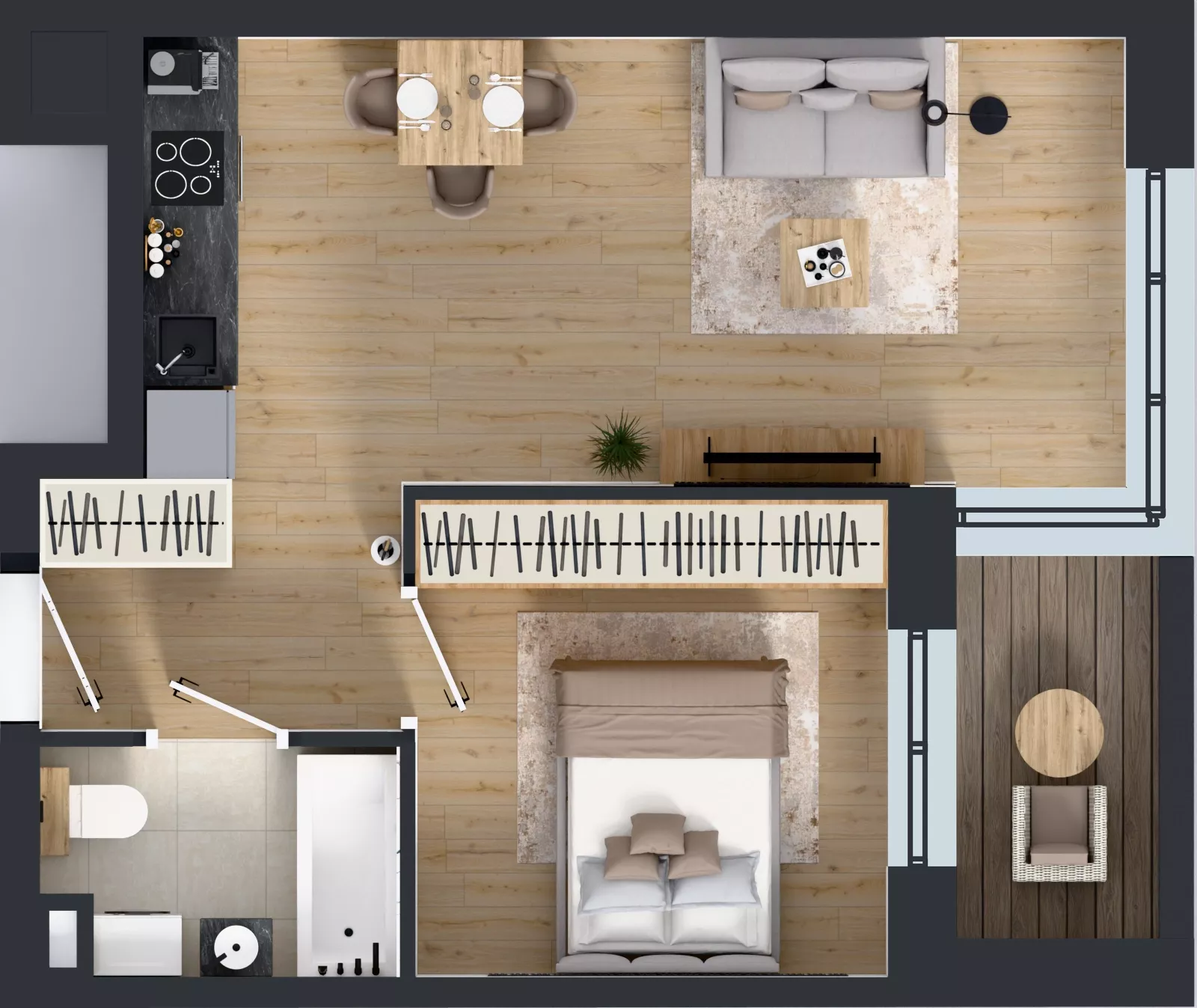 2 pokoje, mieszkanie 38,14 m², piętro 1, oferta nr D2/01/03, WUWA Vita III, Wrocław, Żerniki, Fabryczna, ul. Maya